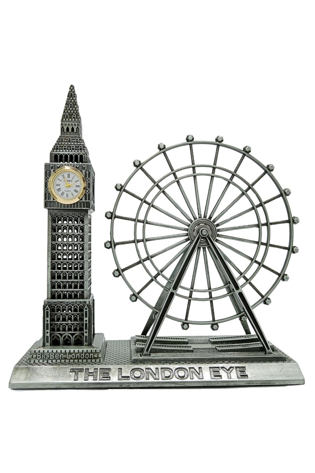 İngiltereDünyadan HediyelerDNY-HDYLNDR2GMSKeskin Hediyelik Eşya Ve TekstilVintage Metal İngiltere London Big Ben ve London Eye Biblo Gümüş 20cm