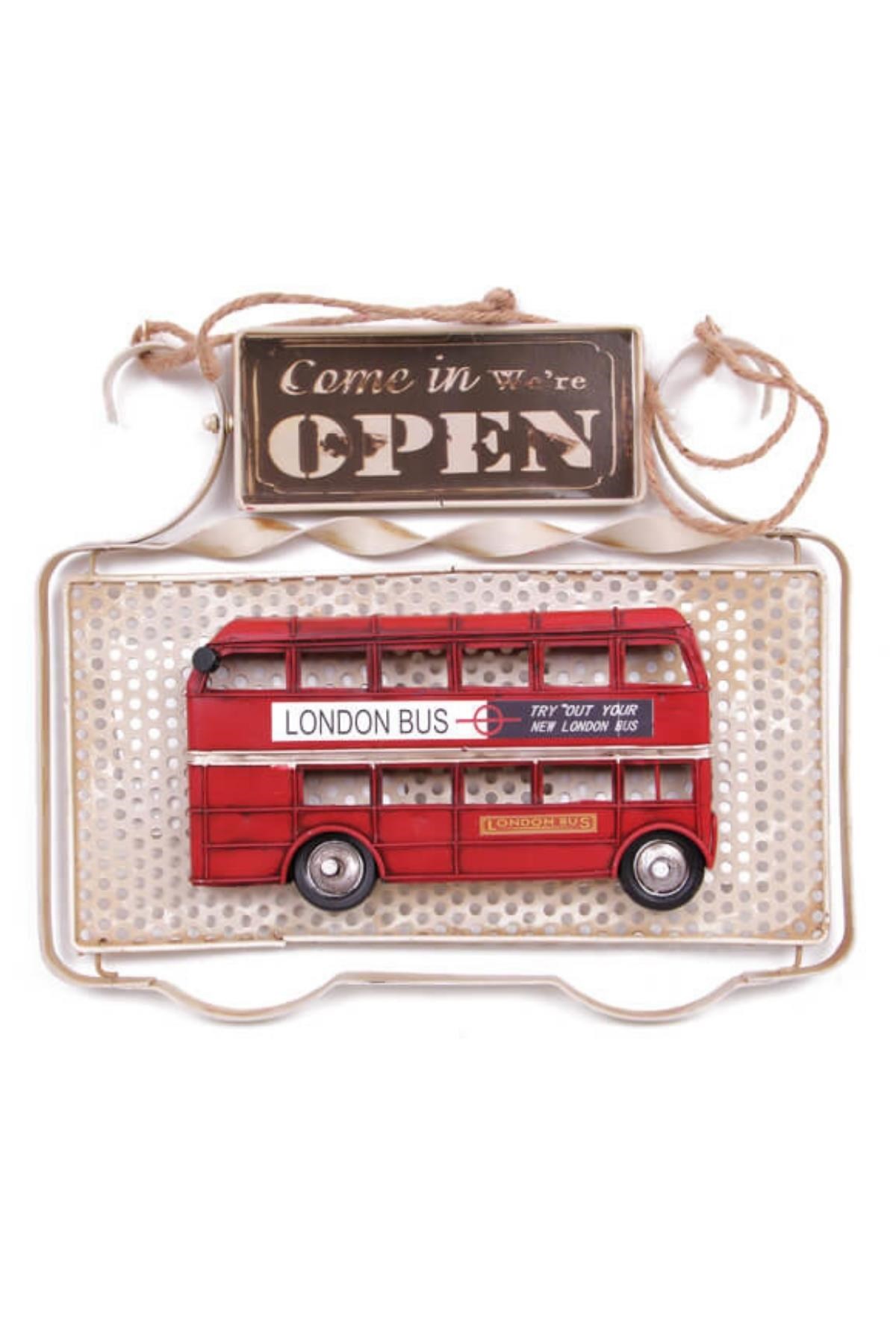 İngiltereDünyadan HediyelerDNY1510E-5469Keskin Hediyelik Eşya Ve TekstilDekoratif Metal Kapı Yazısı Londra Şehir Otobüsü Open Close 32 cm