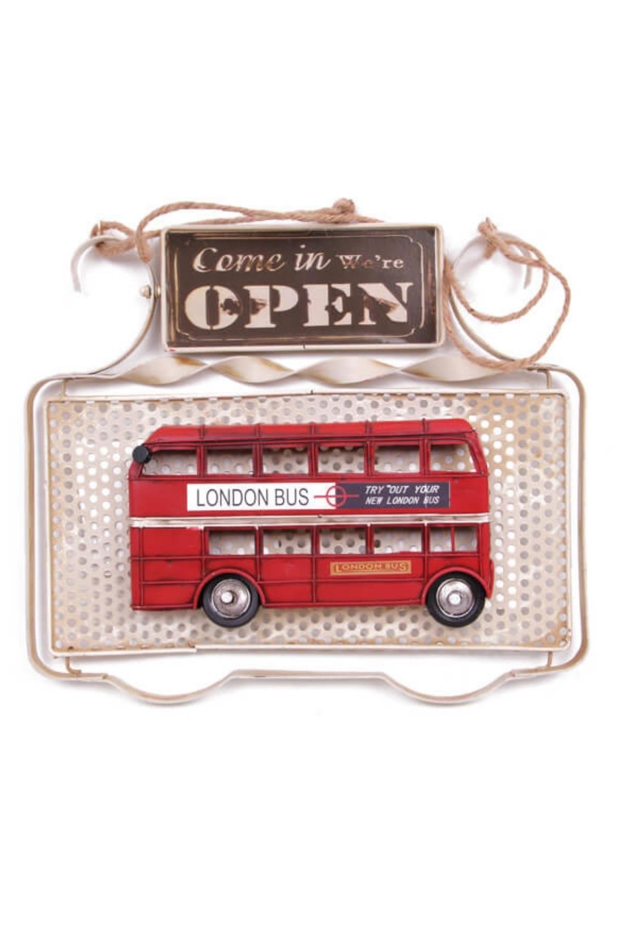 İngiltereDünyadan HediyelerDNY1510E-5469Keskin Hediyelik Eşya Ve TekstilDekoratif Metal Kapı Yazısı Londra Şehir Otobüsü Open Close 32 cm