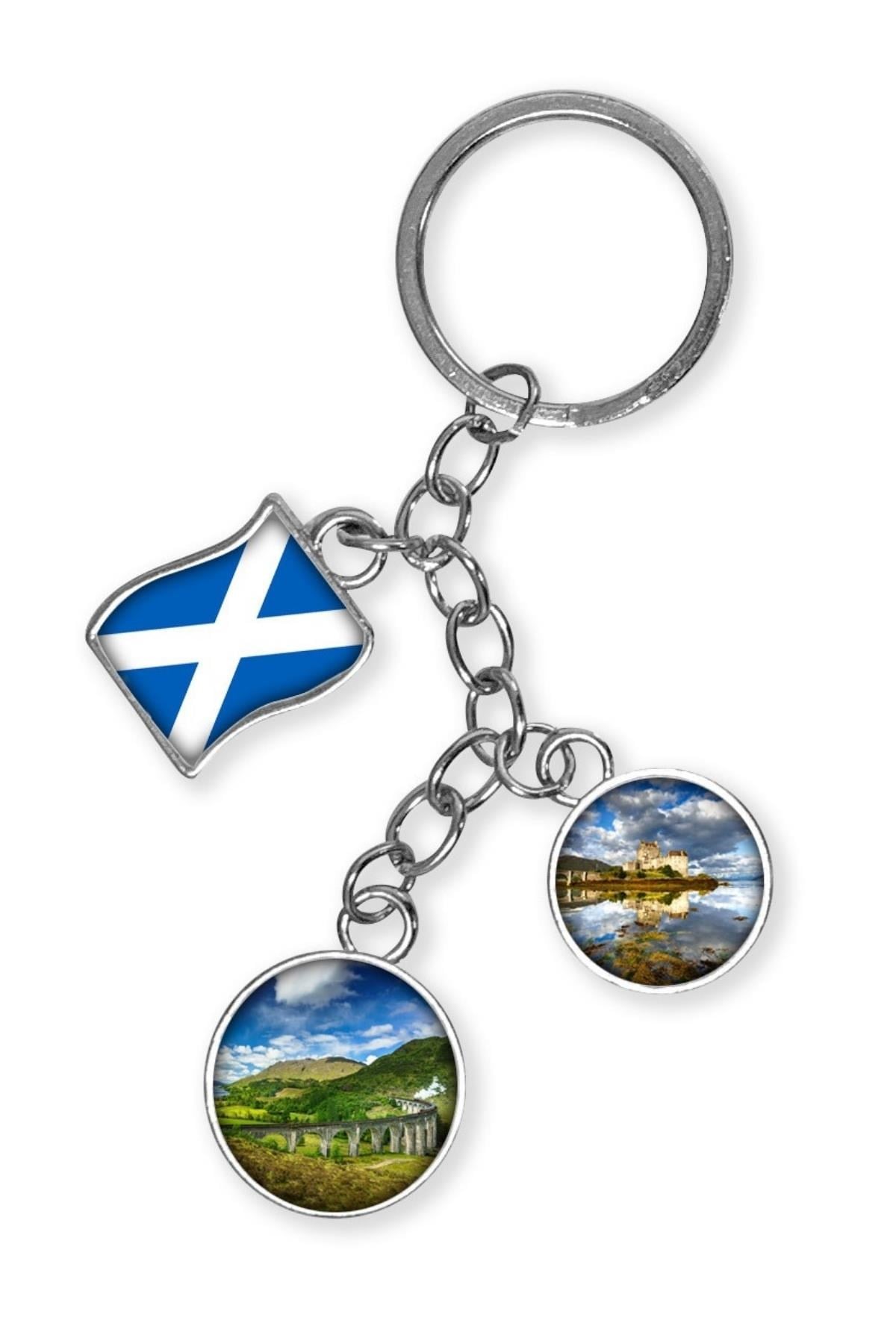 İskoçyaDünyadan HediyelerDNY-HDYKREPOK09Keskin Hediyelik Eşya Ve Tekstilİskoçya Üçlü Epoksi Metal Çift Taraflı Damla Anahtarlık Scotland