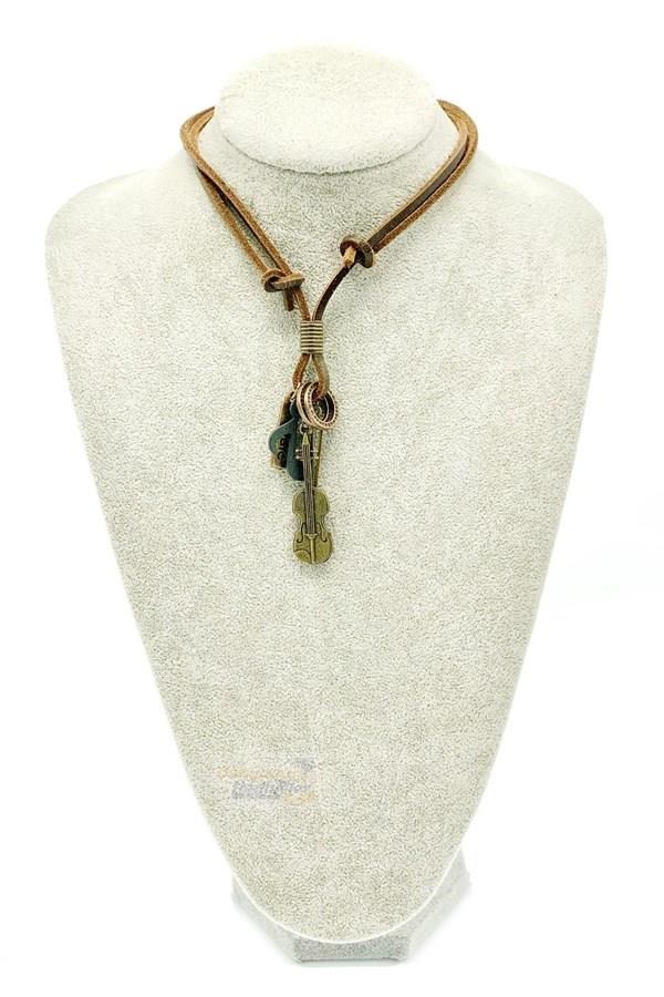 İspanyaDünyadan HediyelerVS-KLY-006Keskin Hediyelik Eşya Ve TekstilGitar Nota Figürlü Kahverengi Deri Kolye Kordonlu