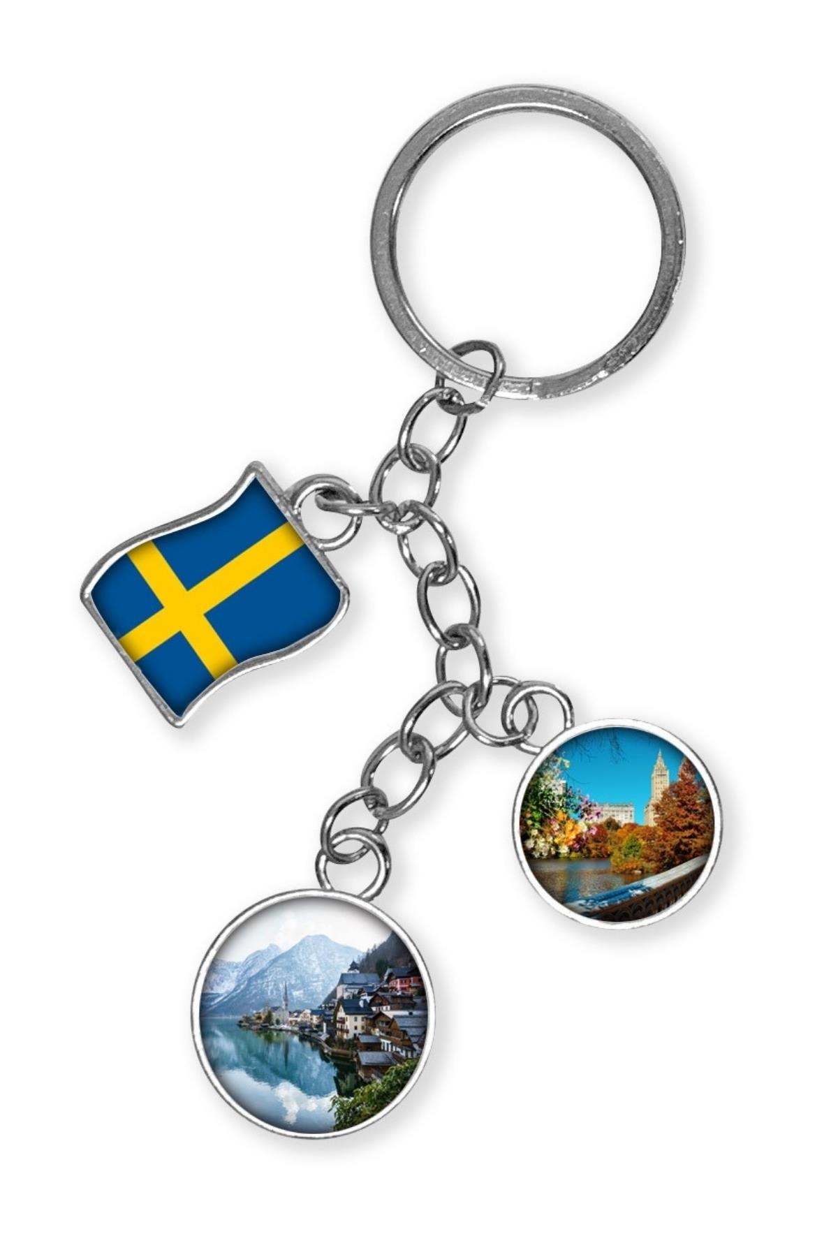 İsveçDünyadan HediyelerDNY-HDYKREPOK14Keskin Hediyelik Eşya Ve Tekstilİsveç Üçlü Epoksi Metal Çift Taraflı Damla Anahtarlık Sweden