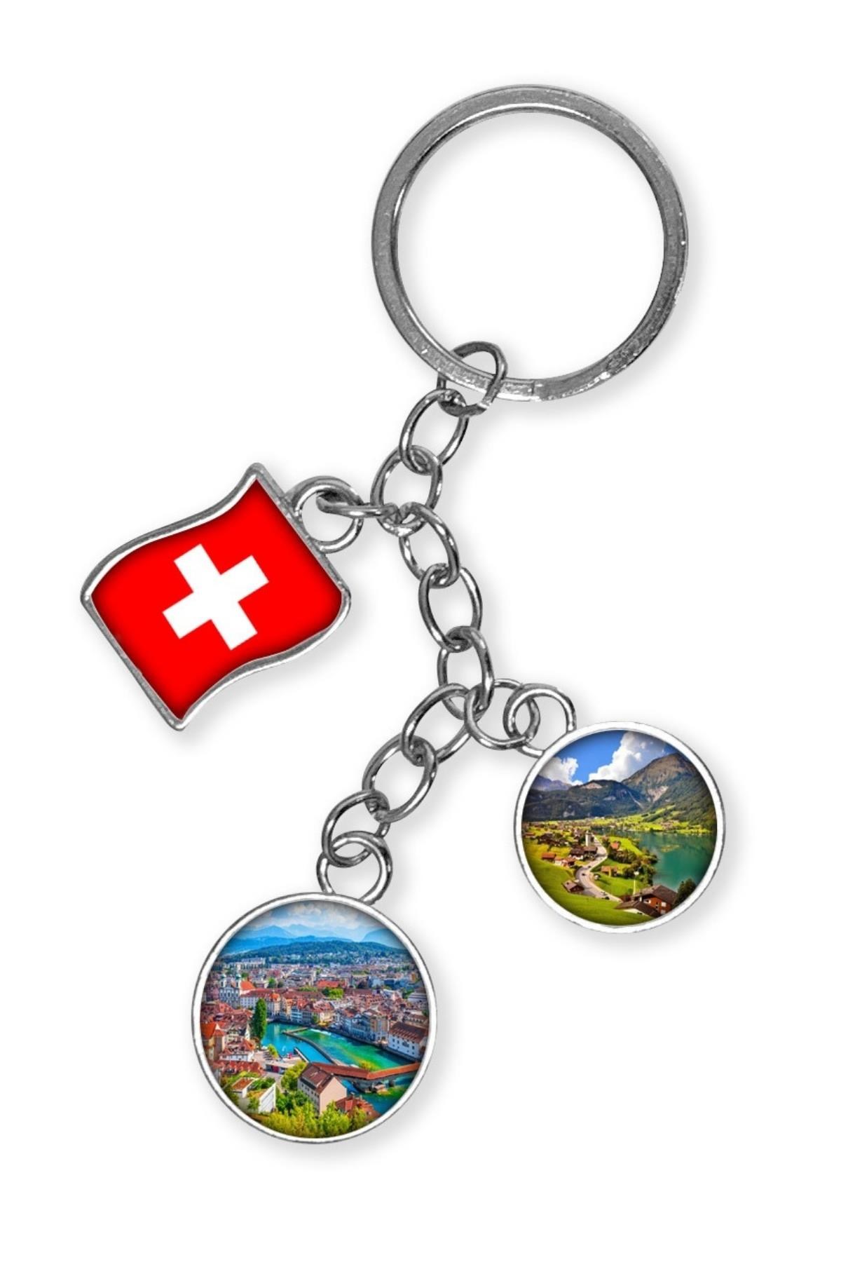 İsviçreDünyadan HediyelerDNY-HDYKREPOK15Keskin Hediyelik Eşya Ve Tekstilİsviçre Üçlü Epoksi Metal Çift Taraflı Damla Anahtarlık Switzerland