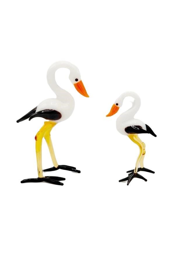 İtalyaDünyadan HediyelerBJ-KG3LS-04Keskin Hediyelik Eşya Ve TekstilBüyük Murano Cam Siyah Beyaz Leylek 2'li El Yapımı