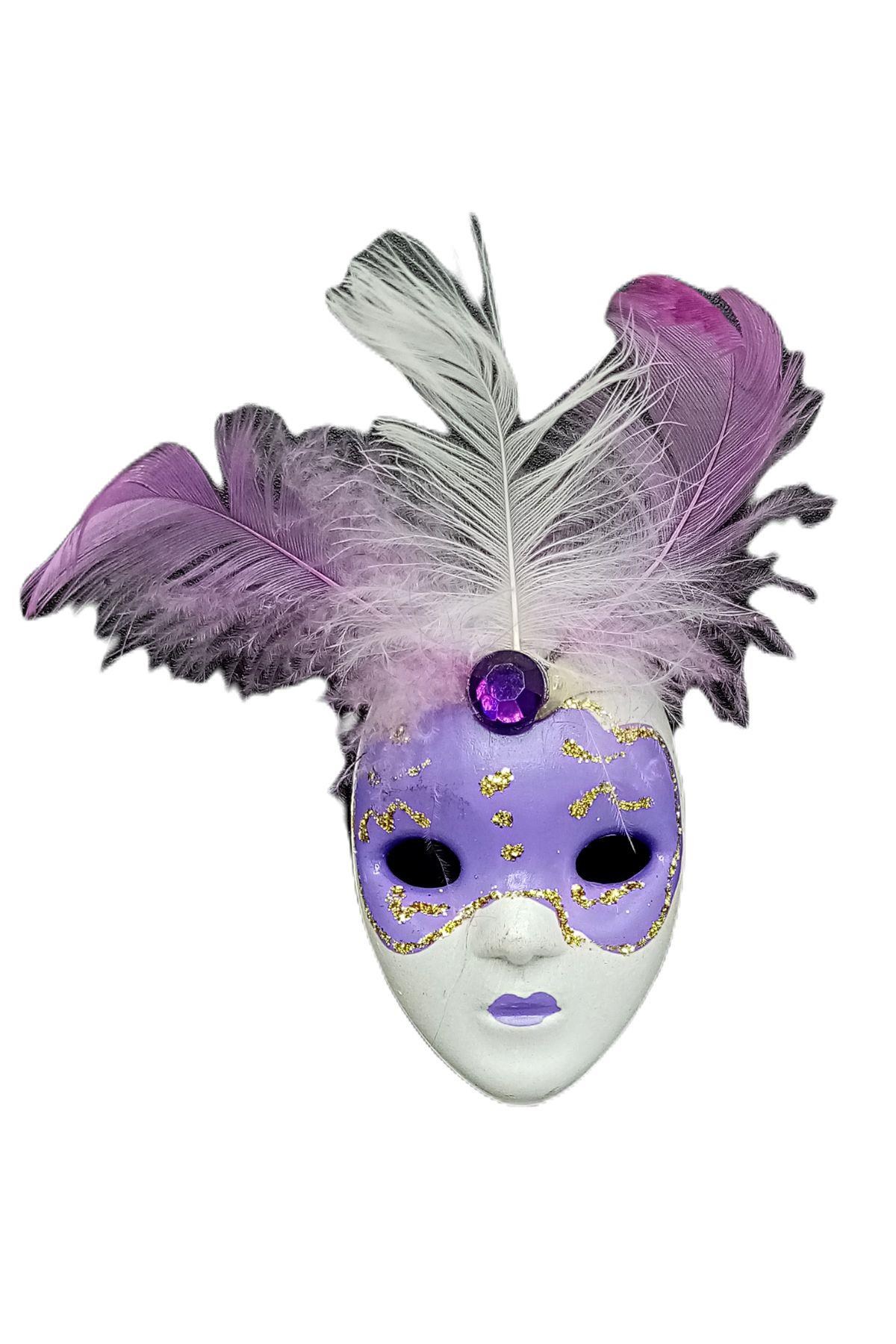 İtalyaDünyadan HediyelerDNY-HD100386Keskin Hediyelik Eşya Ve TekstilVenedik Maske Magnet 3D Buzdolabı Magneti Simli ve Tüylü No.6