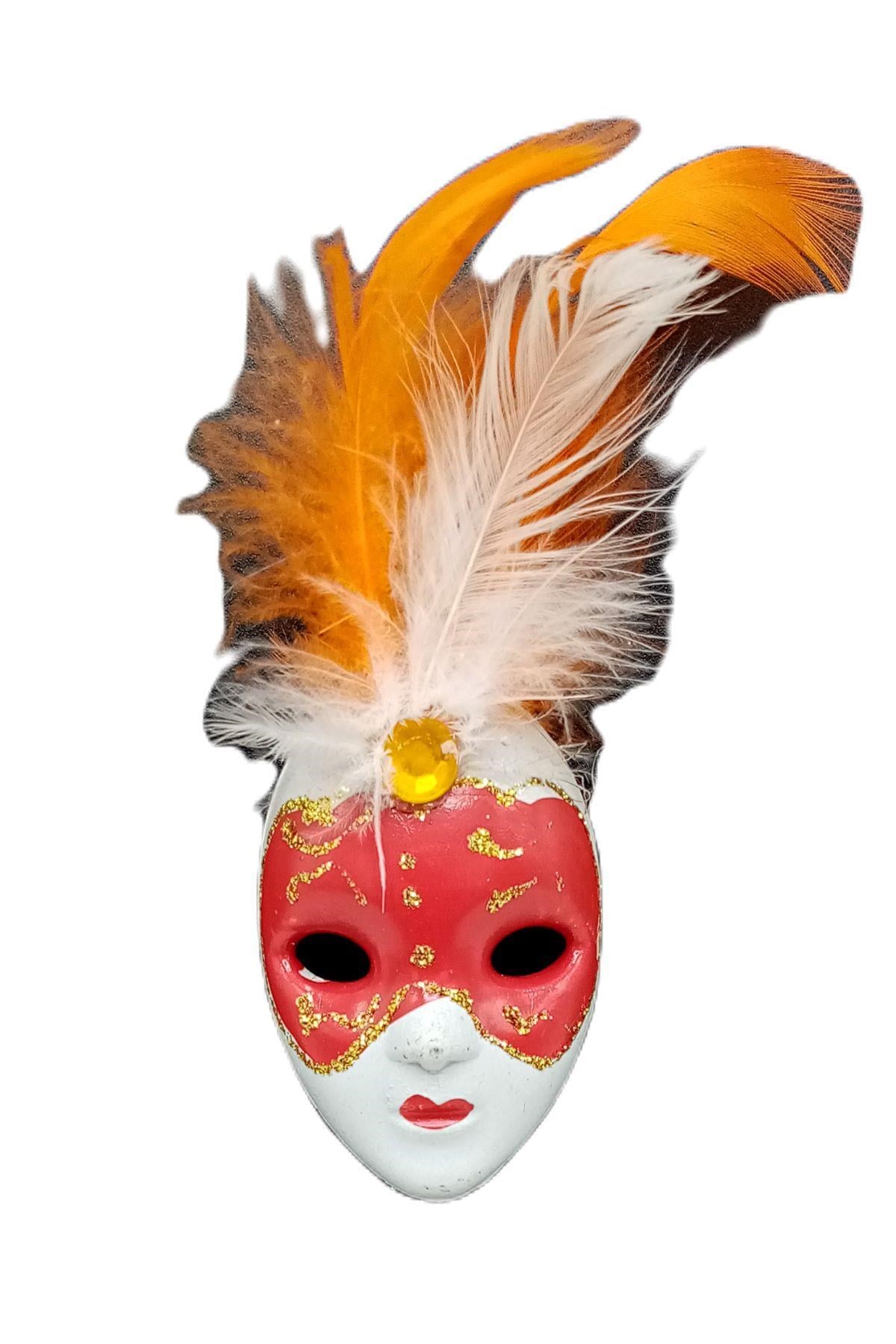 İtalyaDünyadan HediyelerDNY-HD100389Keskin Hediyelik Eşya Ve TekstilVenedik Maske Magnet 3D Buzdolabı Magneti Simli ve Tüylü No.9