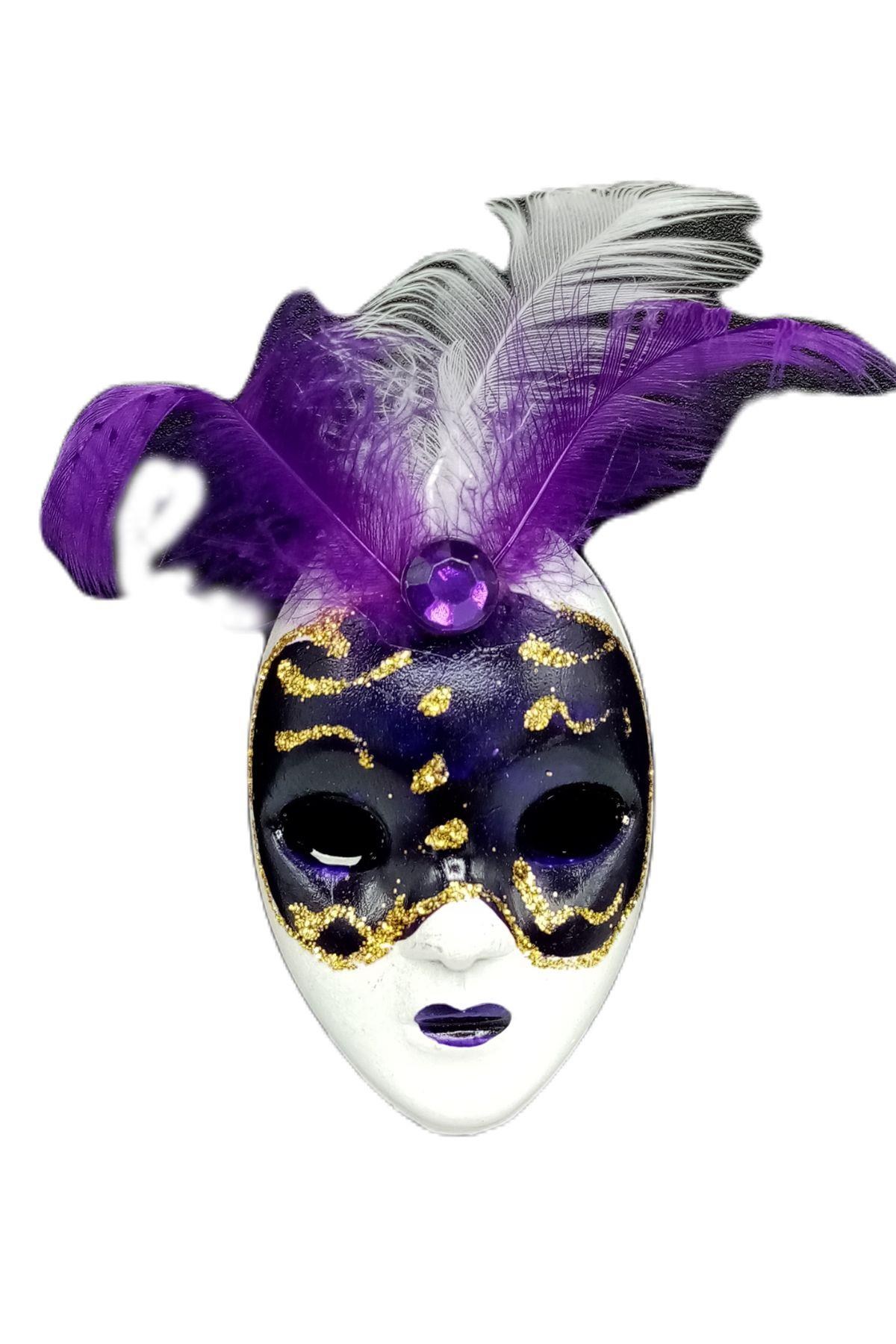 İtalyaDünyadan HediyelerDNY-HD100392Keskin Hediyelik Eşya Ve TekstilVenedik Maske Magnet 3D Buzdolabı Magneti Simli ve Tüylü No.12