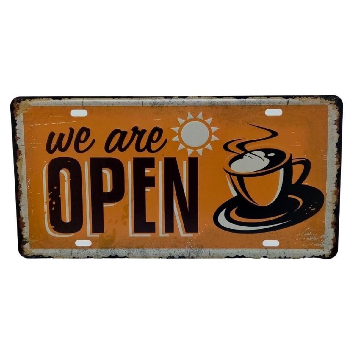 İtalyaDünyadan HediyelerDNY-HD100556Keskin Hediyelik Eşya Ve TekstilDekoratif 3D Metal Plaka We Are Open Coffee 30cm