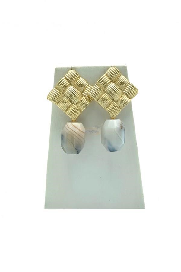 İtalyaDünyadan HediyelerSD-LPSHYTKP945Keskin Hediyelik Eşya Ve TekstilDoğal Taş Akik Küpe Beyaz