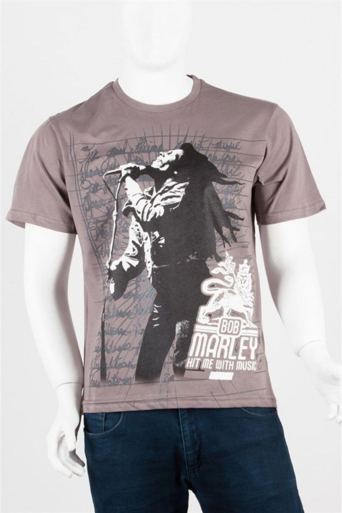 JamaikaDünyadan HediyelerDNY-HD100041Keskin Hediyelik Eşya Ve TekstilBob Marley Unisex Pamuklu Regular Fit Gri Tişört Small