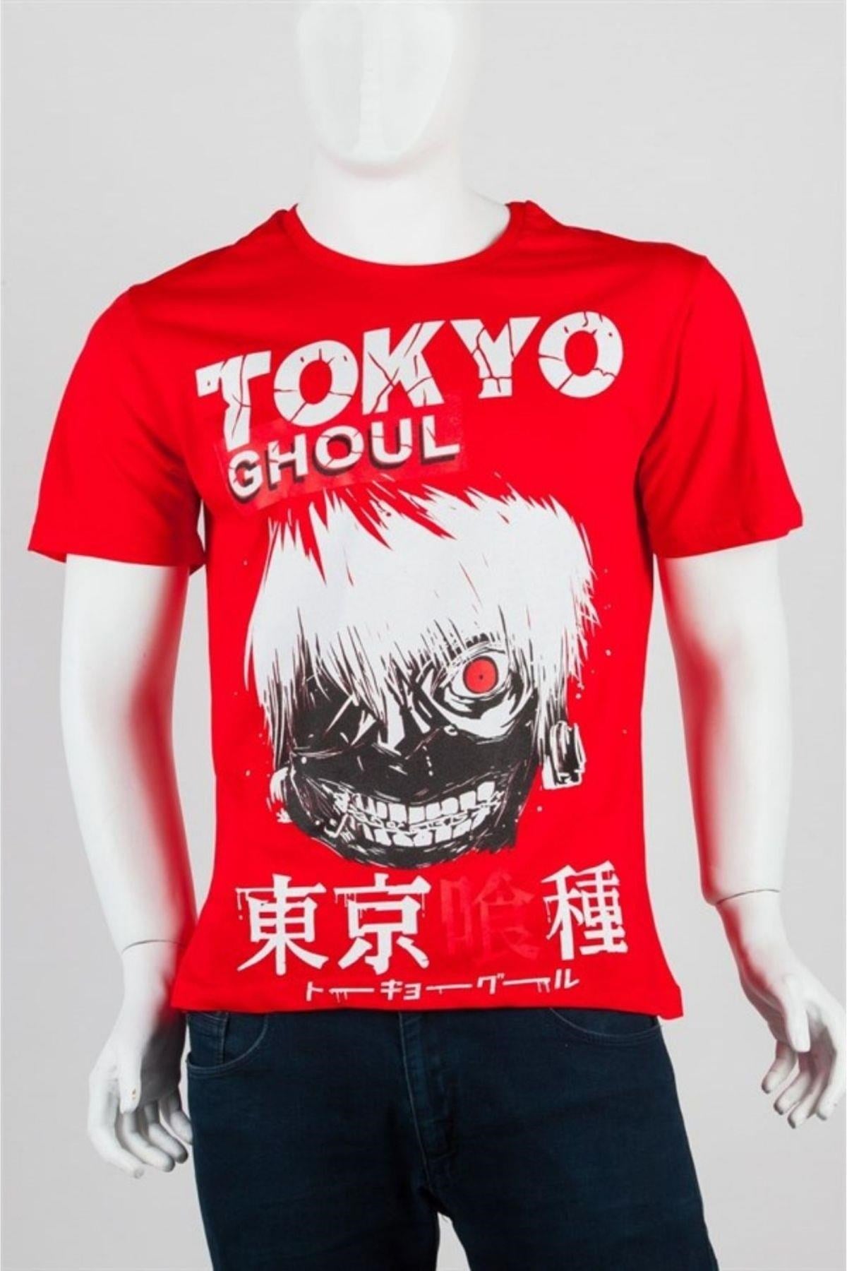 JaponyaDünyadan HediyelerDNY-HD100075Keskin Hediyelik Eşya Ve TekstilTokyo Ghoul Unisex Pamuklu Regular Fit Kırmızı Tişört X-Large