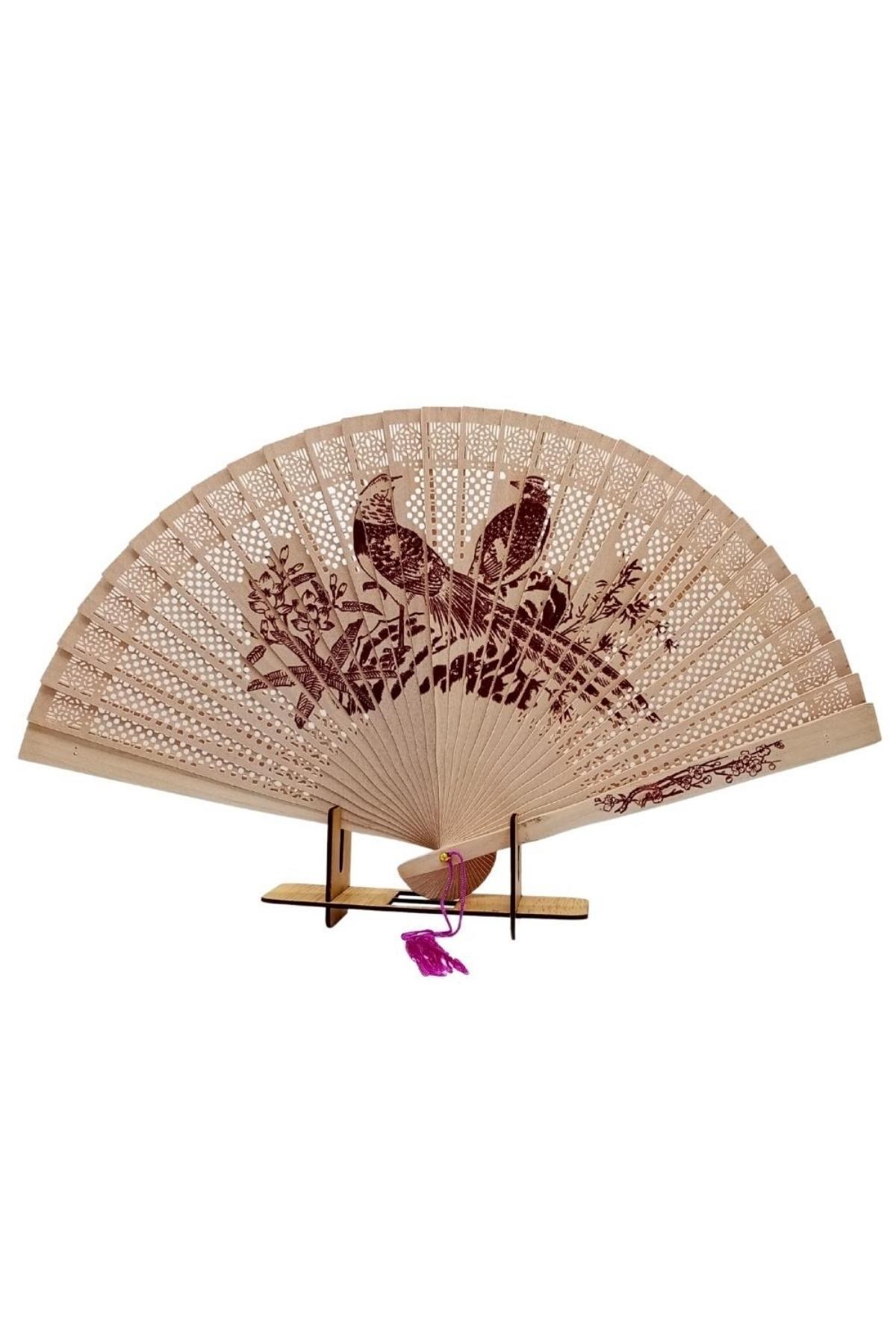 JaponyaDünyadan HediyelerDNY-HD100702Keskin Hediyelik Eşya Ve TekstilJapon Ahşap Yelpaze Tavus Kuşu Çanta Boy Stant Hediyeli No.20