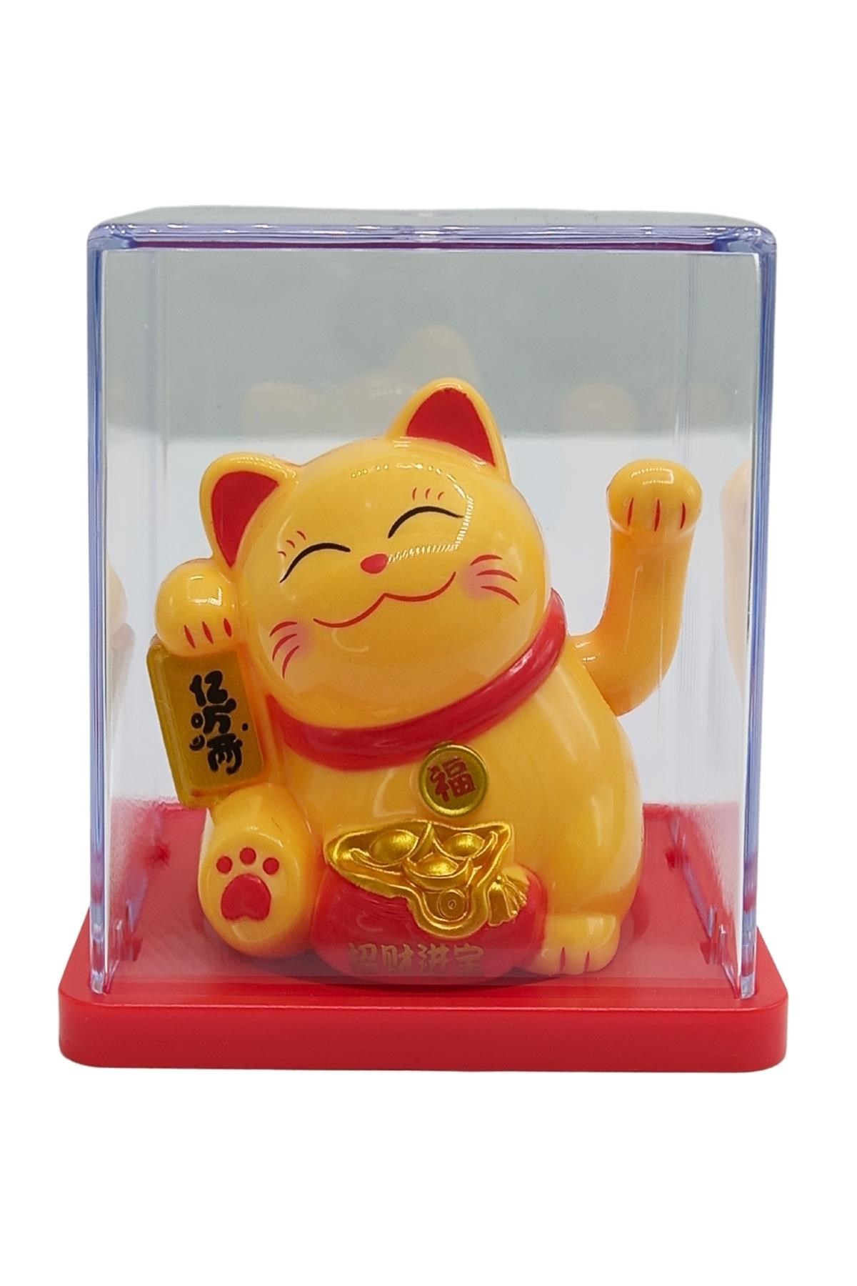 JaponyaDünyadan HediyelerDNY-HDY4527Y8KRM08Keskin Hediyelik Eşya Ve TekstilManeki Neko El Sallayan Mini Şans Kedisi Krem Solar Güneş Enerjili 5x5cm Y8KRM08
