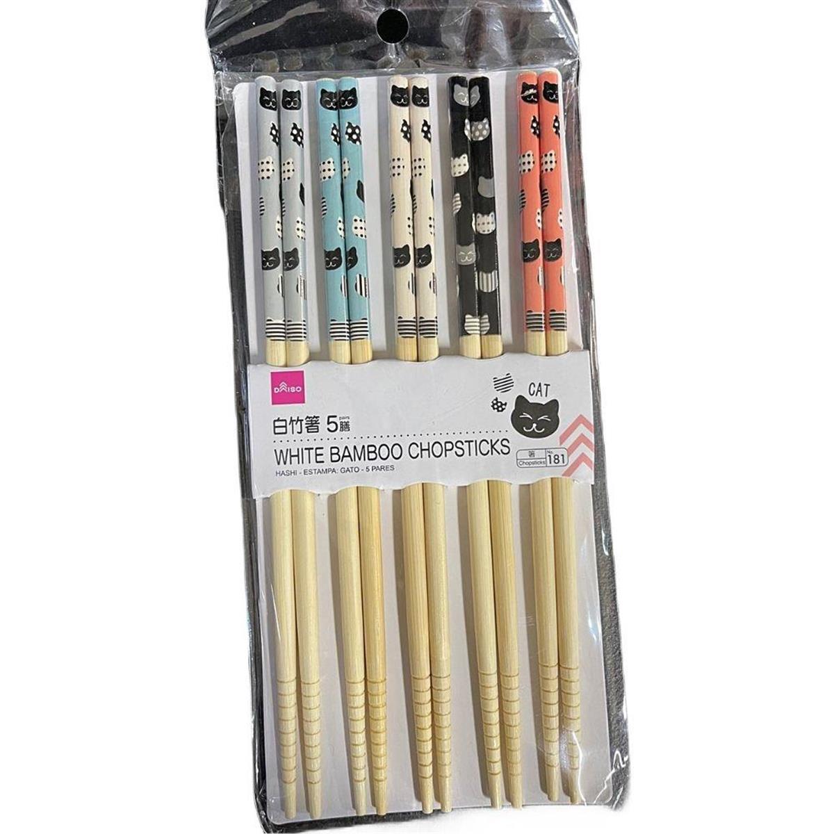 JaponyaDünyadan HediyelerDNY-HDY462427Keskin Hediyelik Eşya Ve TekstilJapon Orjinal Daiso Bambu Chopsticks Kedi Temalı 5 Adet