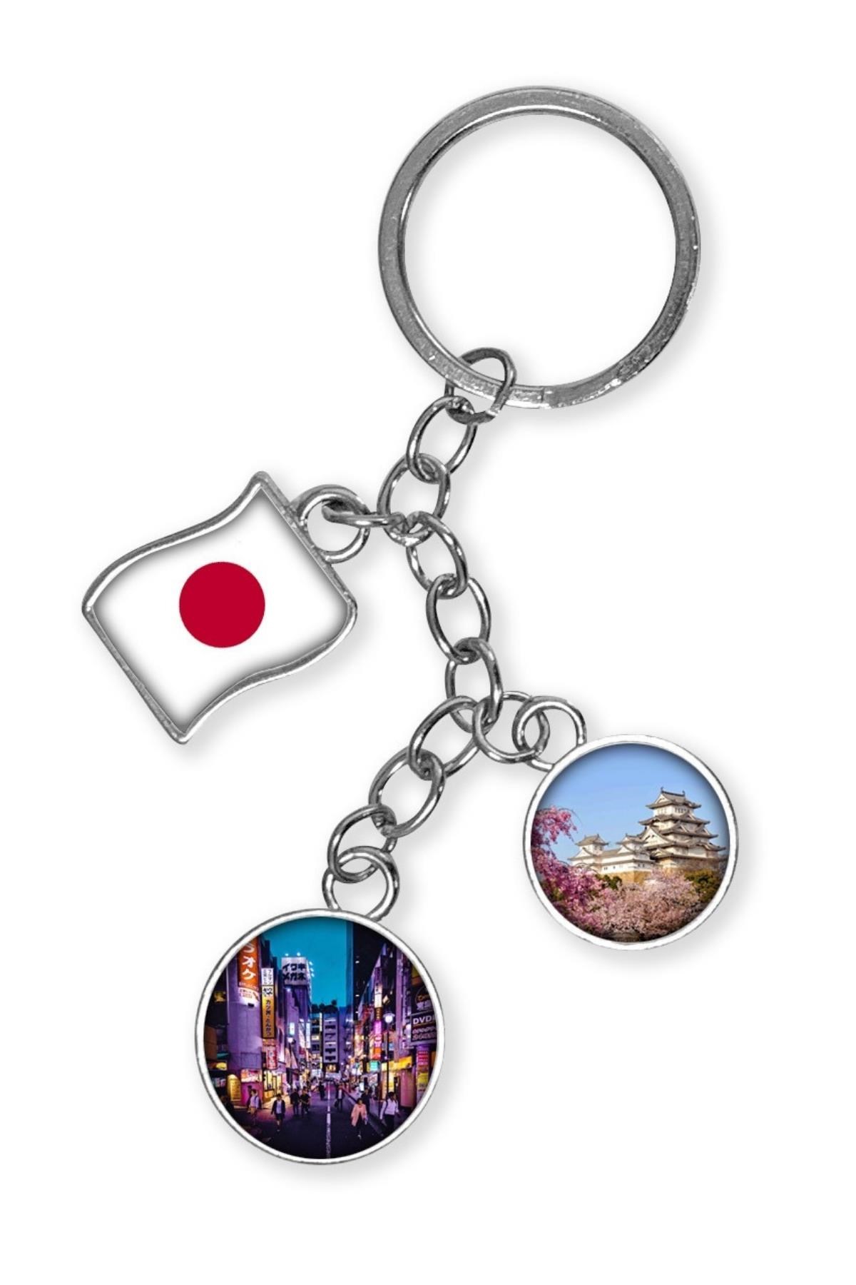 JaponyaDünyadan HediyelerDNY-HDYKREPOK23Keskin Hediyelik Eşya Ve TekstilJaponya Üçlü Epoksi Metal Çift Taraflı Damla Anahtarlık Japan