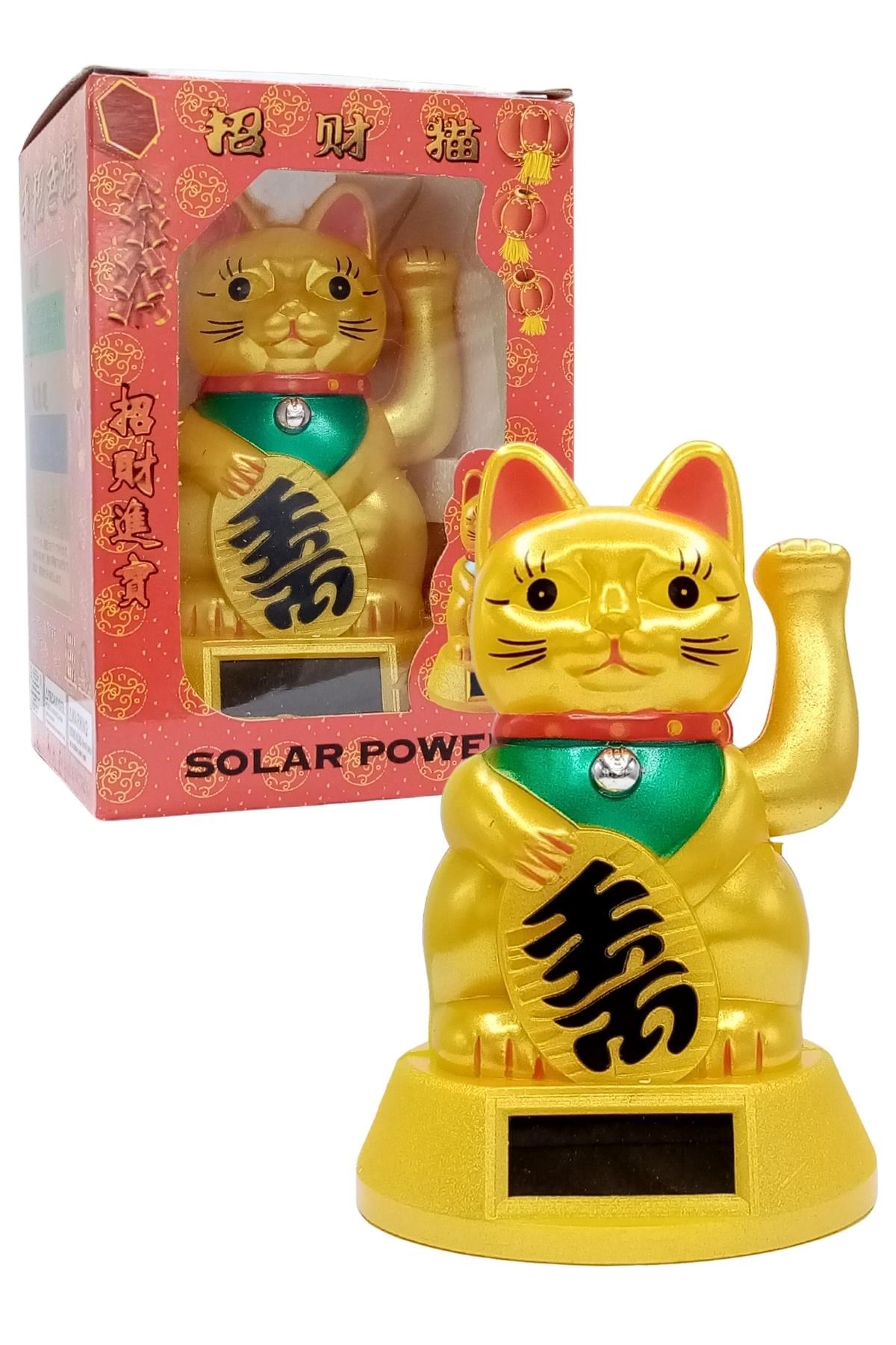 JaponyaDünyadan HediyelerDNY-HDYMANK110Keskin Hediyelik Eşya Ve TekstilManeki Neko Gold El Sallayan Şans Kedisi Büyük Solar Güneş Enerjili