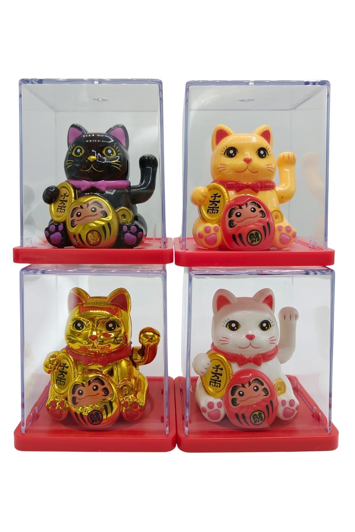 JaponyaDünyadan HediyelerDNY-HDYNEKO4SET01Keskin Hediyelik Eşya Ve TekstilDörtlü Maneki Neko El Sallayan Şans Kedisi Güneş Enerjili Set NO04SNS