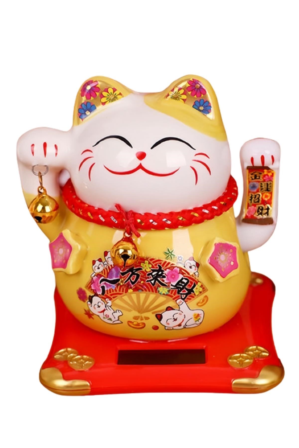 JaponyaDünyadan HediyelerDNY-HDYZMRT02SKeskin Hediyelik Eşya Ve TekstilSeramik Maneki Neko Sarı Güneş Enerjili Şans Kedisi 12cm No.2