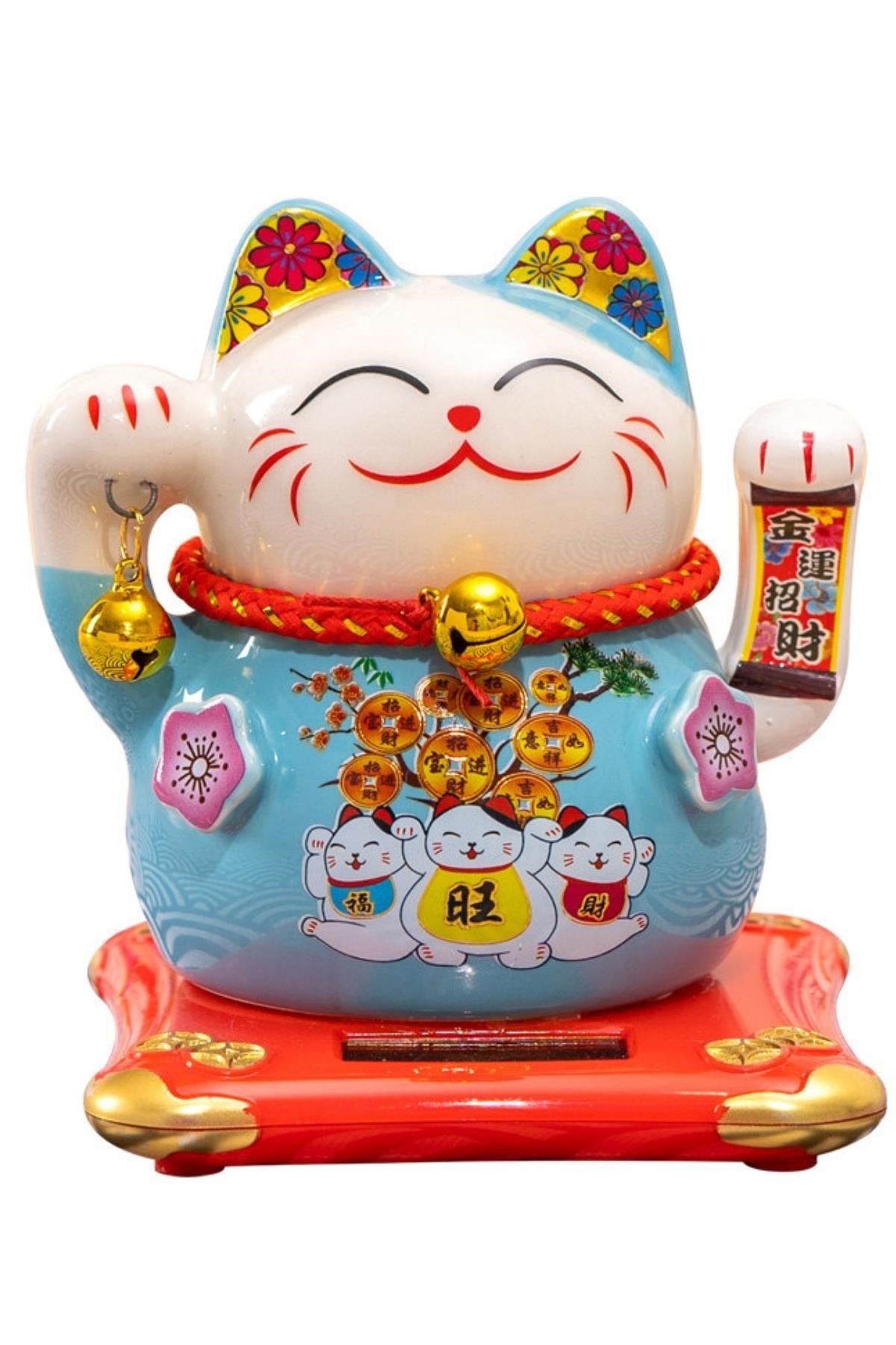 JaponyaDünyadan HediyelerDNY-HDYZMRT03MKeskin Hediyelik Eşya Ve TekstilSeramik Maneki Neko Mavi Güneş Enerjili Şans Kedisi 12cm No.3
