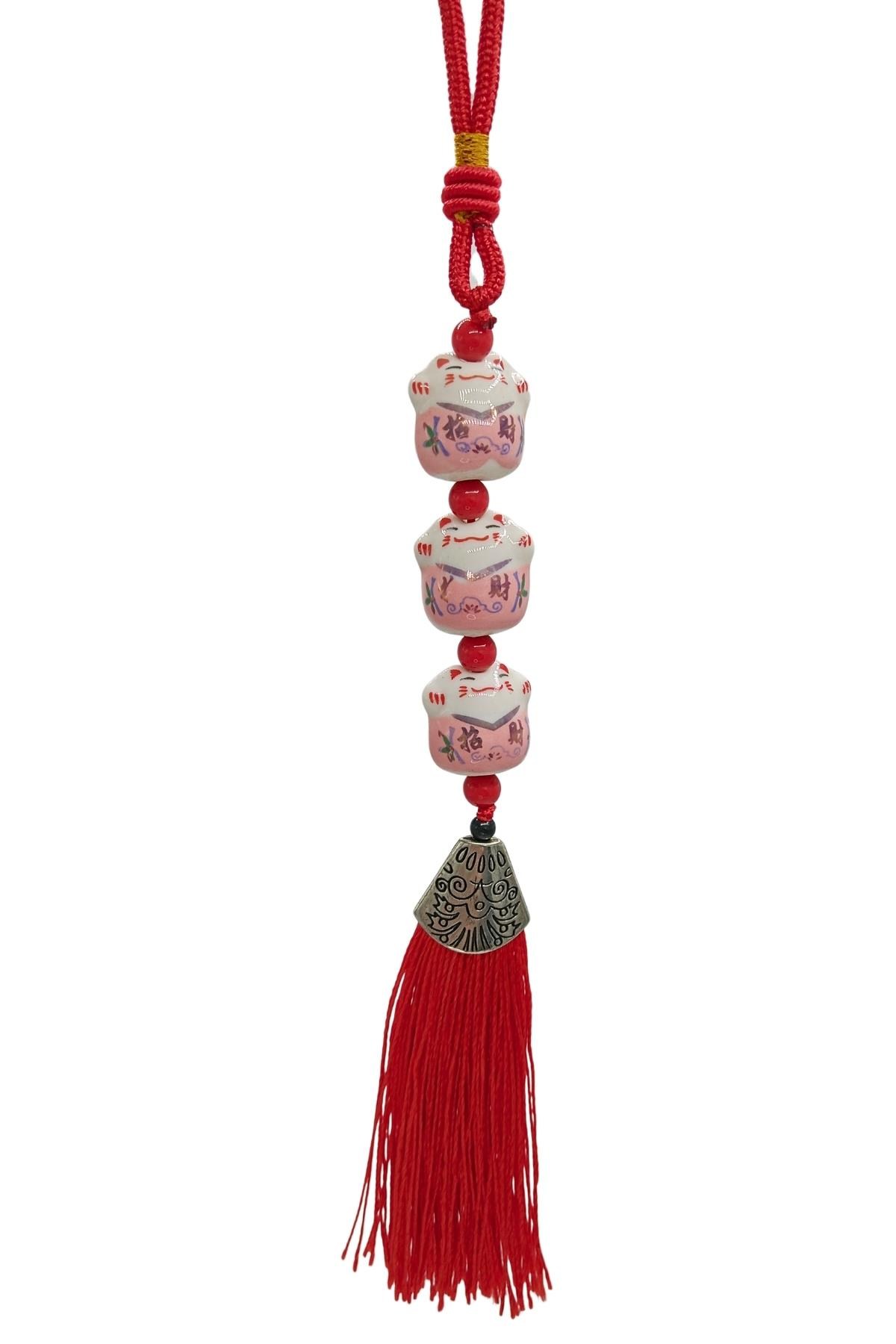 JaponyaDünyadan HediyelerDNY-HDYZMRTNK205PKeskin Hediyelik Eşya Ve TekstilÜçlü Pembe Maneki Neko Şans Kedisi Araba Süsü No.5P