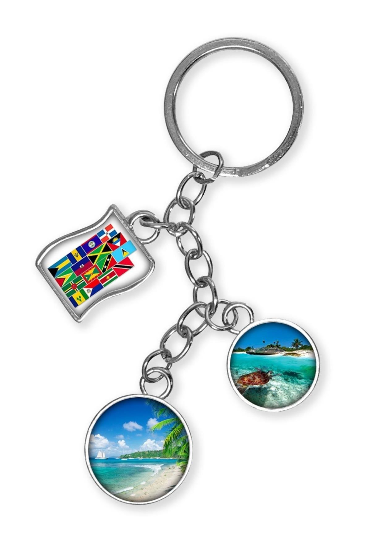 KarayiplerDünyadan HediyelerDNY-HDYKREPOK38Keskin Hediyelik Eşya Ve TekstilKarayipler Üçlü Epoksi Metal Çift Taraflı Damla Anahtarlık Caribbean