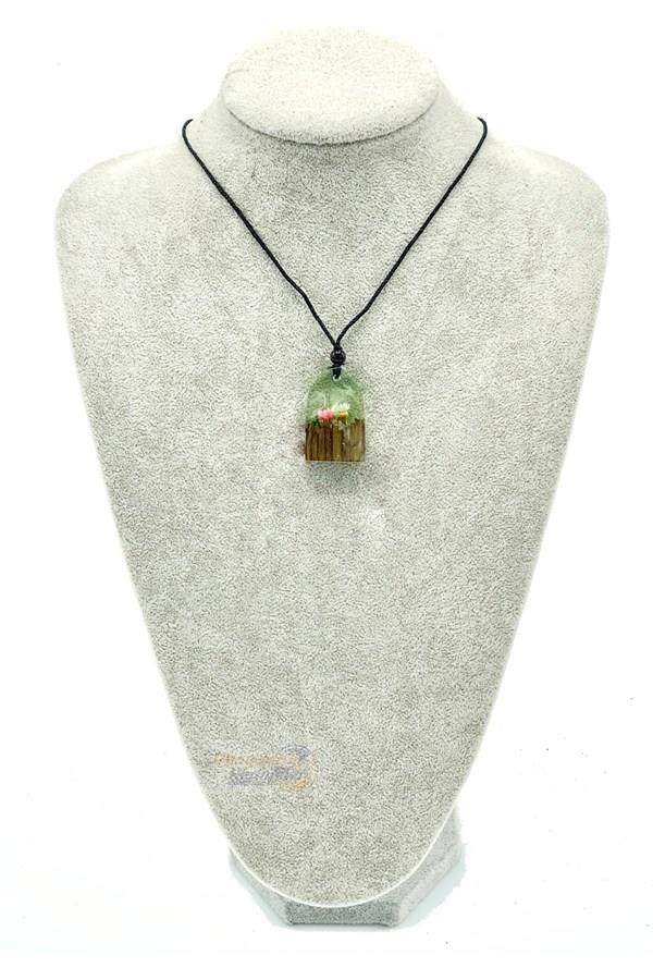 MaldivlerDünyadan HediyelerKLYVS-15Keskin Hediyelik Eşya Ve TekstilVintage Stil Ahşap Çiçekli Reçine Kolye Yeşil No:2