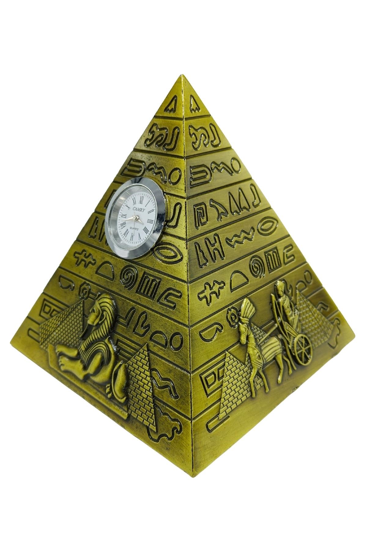 MısırDünyadan HediyelerDNY-SA-0498Keskin Hediyelik Eşya Ve TekstilAntik Mısır Piramit Saatli Metal Dekoratif Hediyelik Biblo 10x11cm