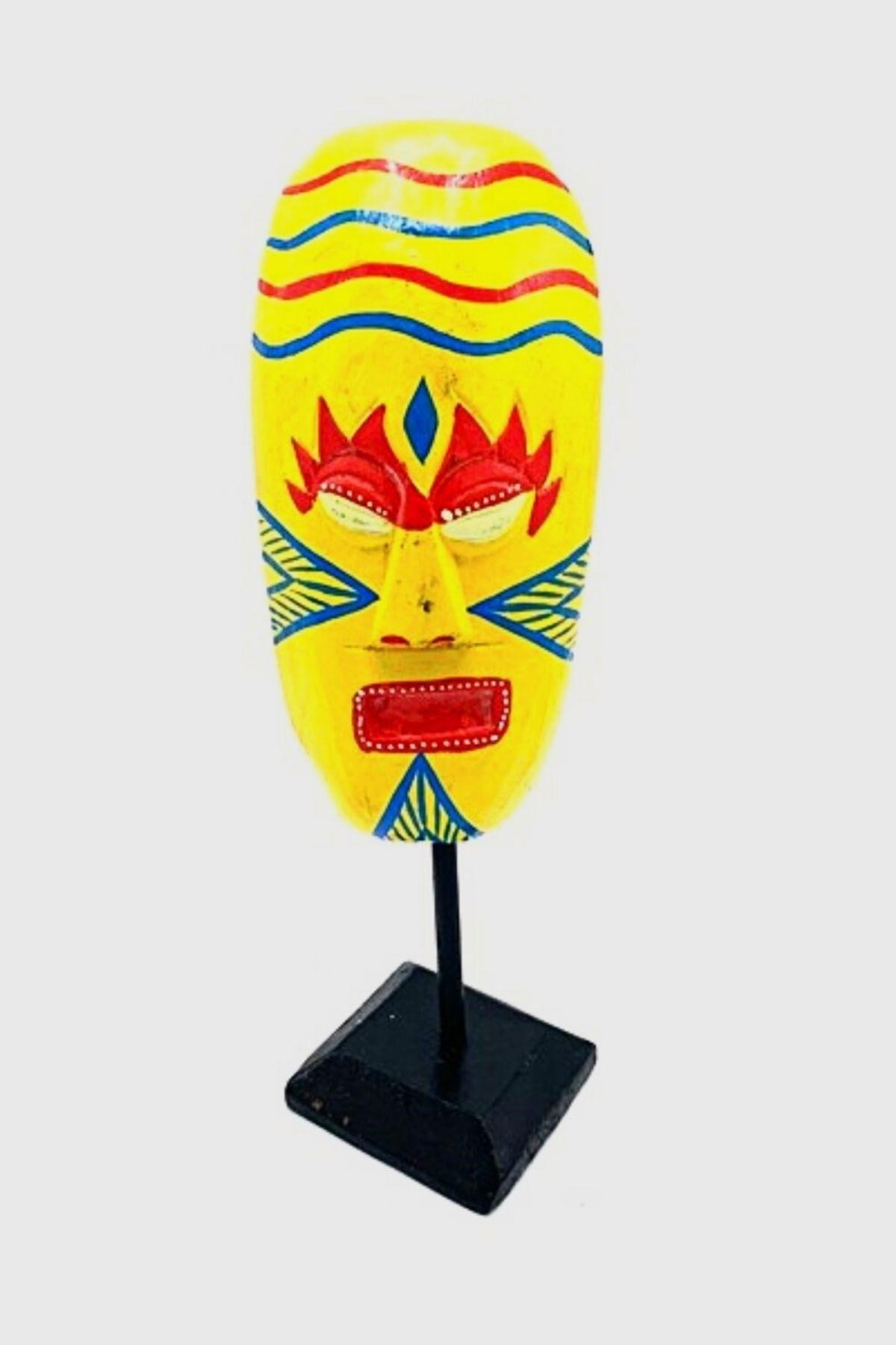 NijeryaDünyadan HediyelerMSK-002Keskin Hediyelik Eşya Ve TekstilStantlı Sarı Mask Totem El Yapımı 30 cm
