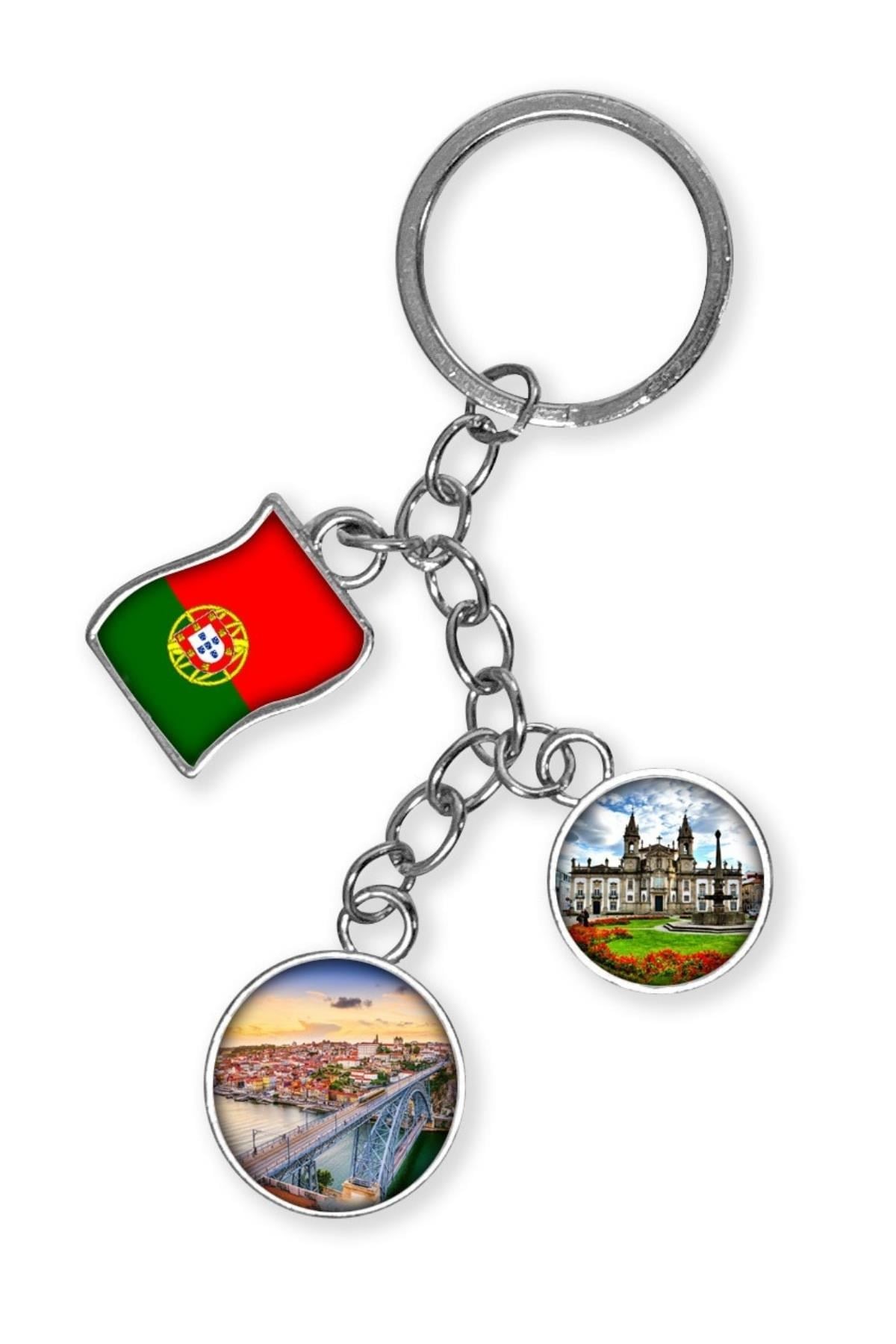 PortekizDünyadan HediyelerDNY-HDYKREPOK13Keskin Hediyelik Eşya Ve TekstilPortekiz Üçlü Epoksi Metal Çift Taraflı Damla Anahtarlık Portugal