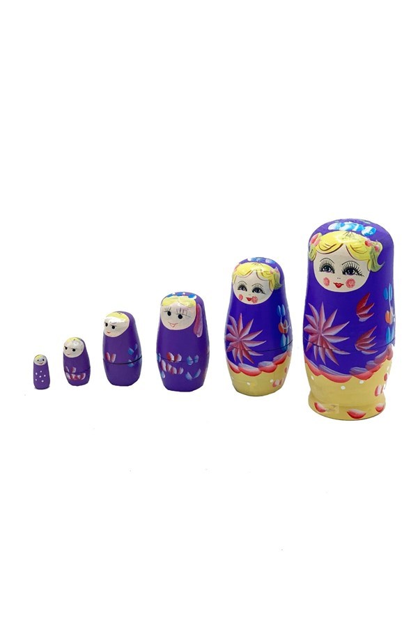 RusyaDünyadan HediyelerAHŞPMTRŞK-03Keskin Hediyelik Eşya Ve TekstilAhşap Matruşka Bebek 6 lı Set Mor