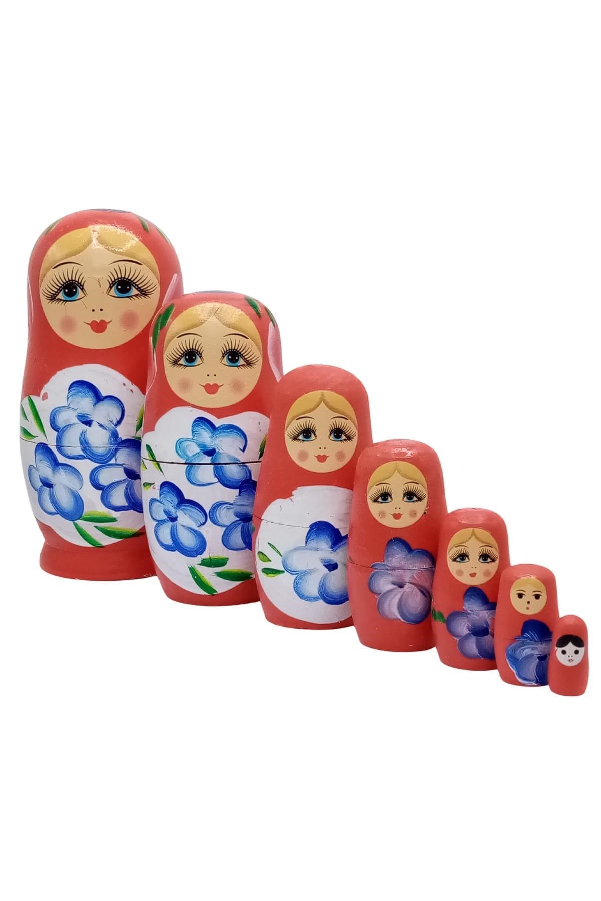 RusyaDünyadan HediyelerDNY-4ALY8771Keskin Hediyelik Eşya Ve TekstilAhşap Matruşka Bebek Yedili Set Kırmızı