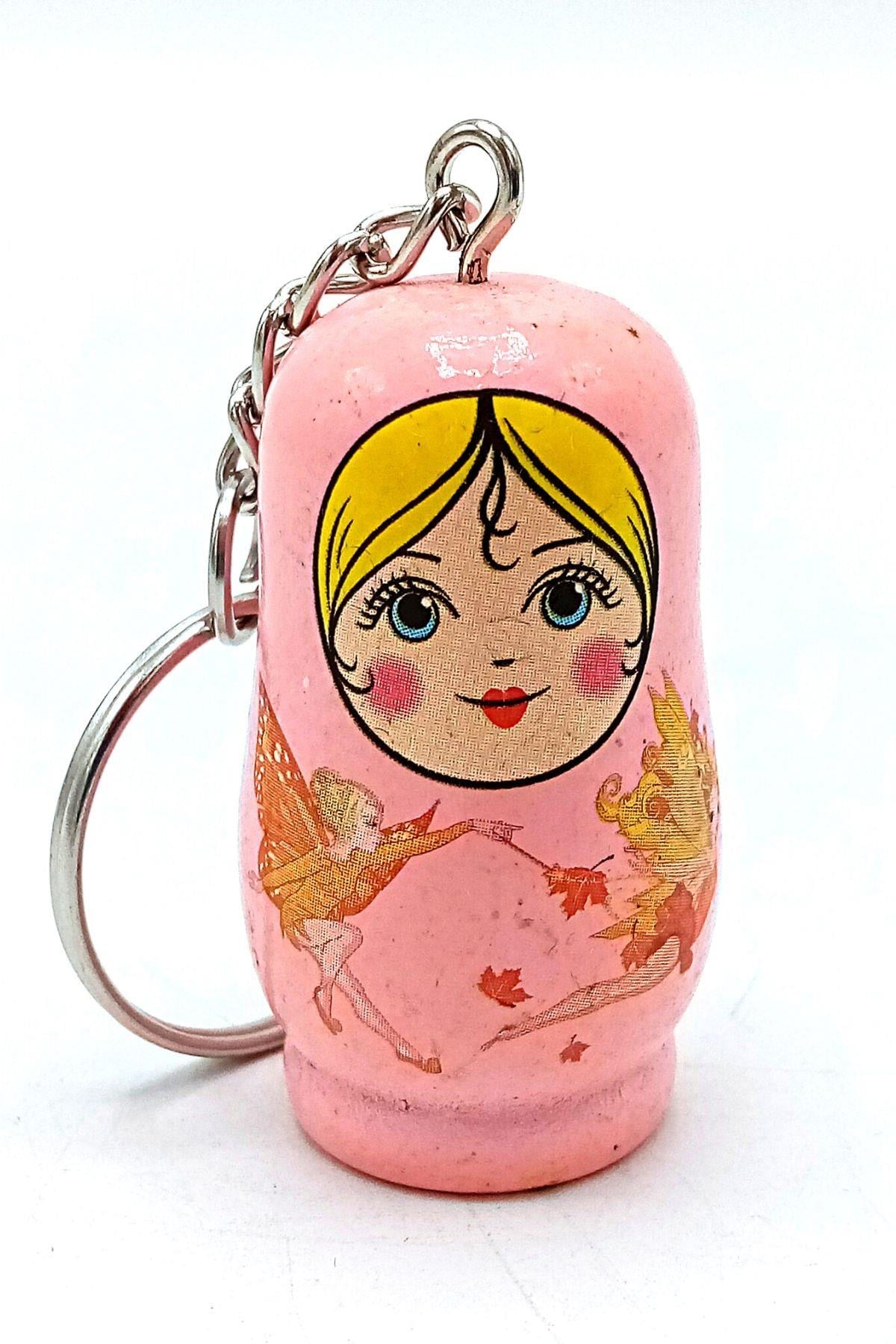 RusyaDünyadan HediyelerDNY-HD100092Keskin Hediyelik Eşya Ve TekstilAhşap Matruşka Bebek Anahtarlık Pembe