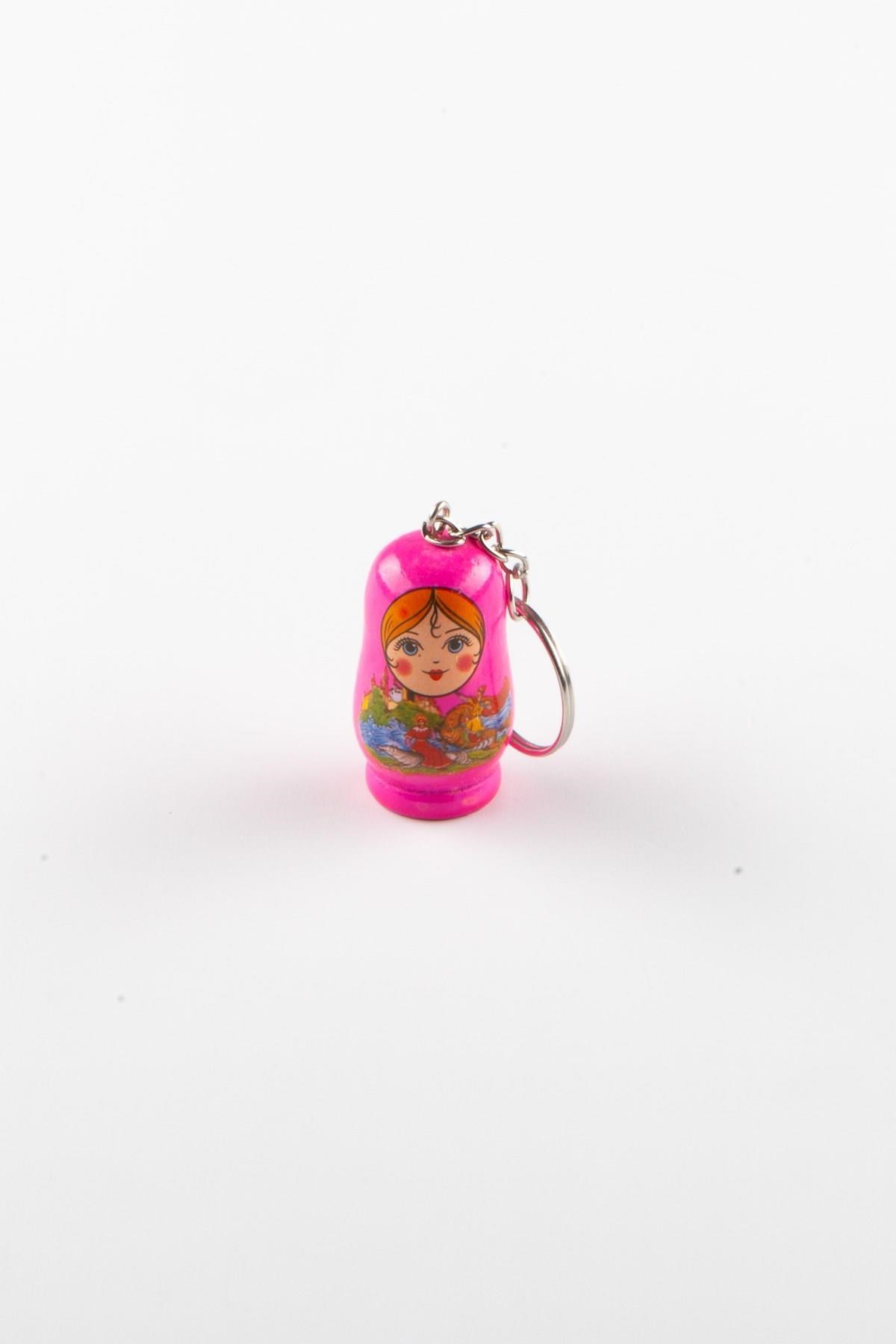 RusyaDünyadan HediyelerDNY-HD100094Keskin Hediyelik Eşya Ve TekstilAhşap Matruşka Bebek Anahtarlık Fuşya