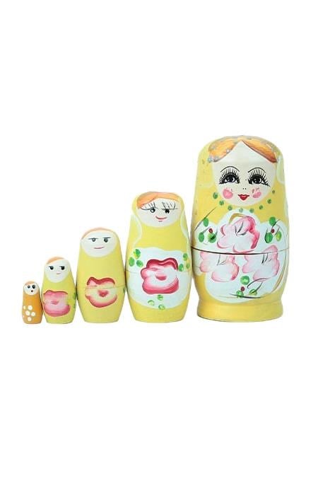 RusyaDünyadan HediyelerDNY-HD100219Keskin Hediyelik Eşya Ve TekstilAhşap Matruşka Bebek 5 li Set Sarı