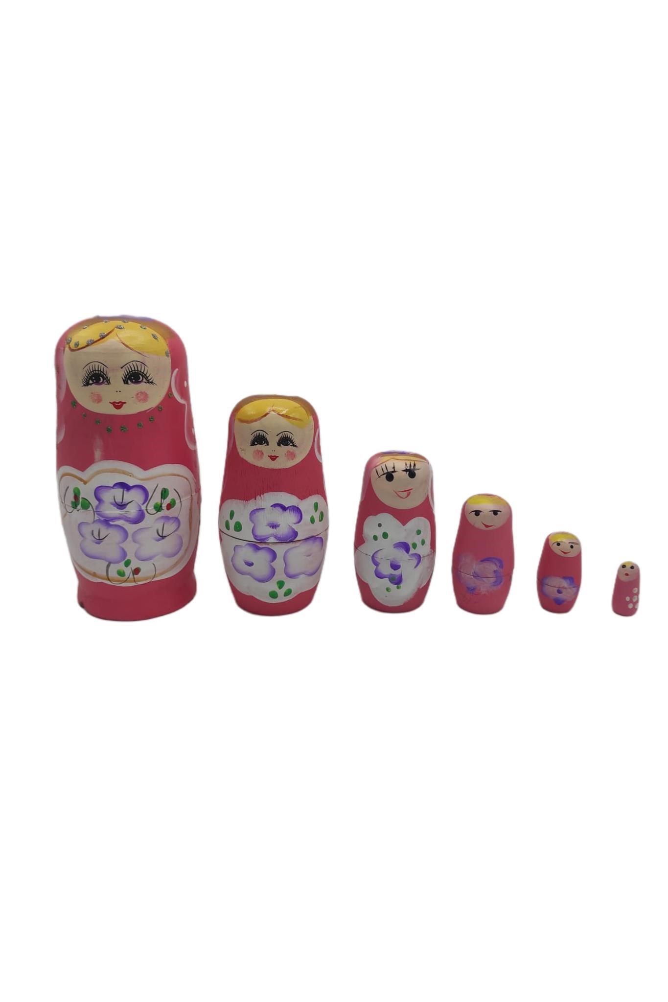 RusyaDünyadan HediyelerDNY-HD100221Keskin Hediyelik Eşya Ve TekstilAhşap Matruşka Bebek 6 lı Set Pembe