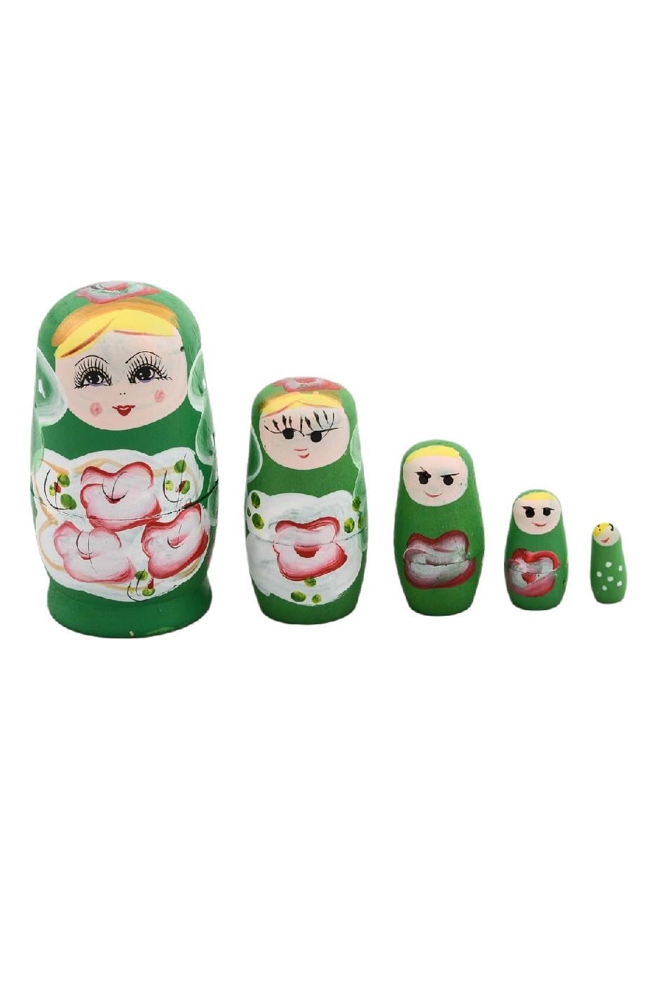 RusyaDünyadan HediyelerDNY-HD100228Keskin Hediyelik Eşya Ve TekstilAhşap Matruşka Bebek 5 li Set Yeşil No.1
