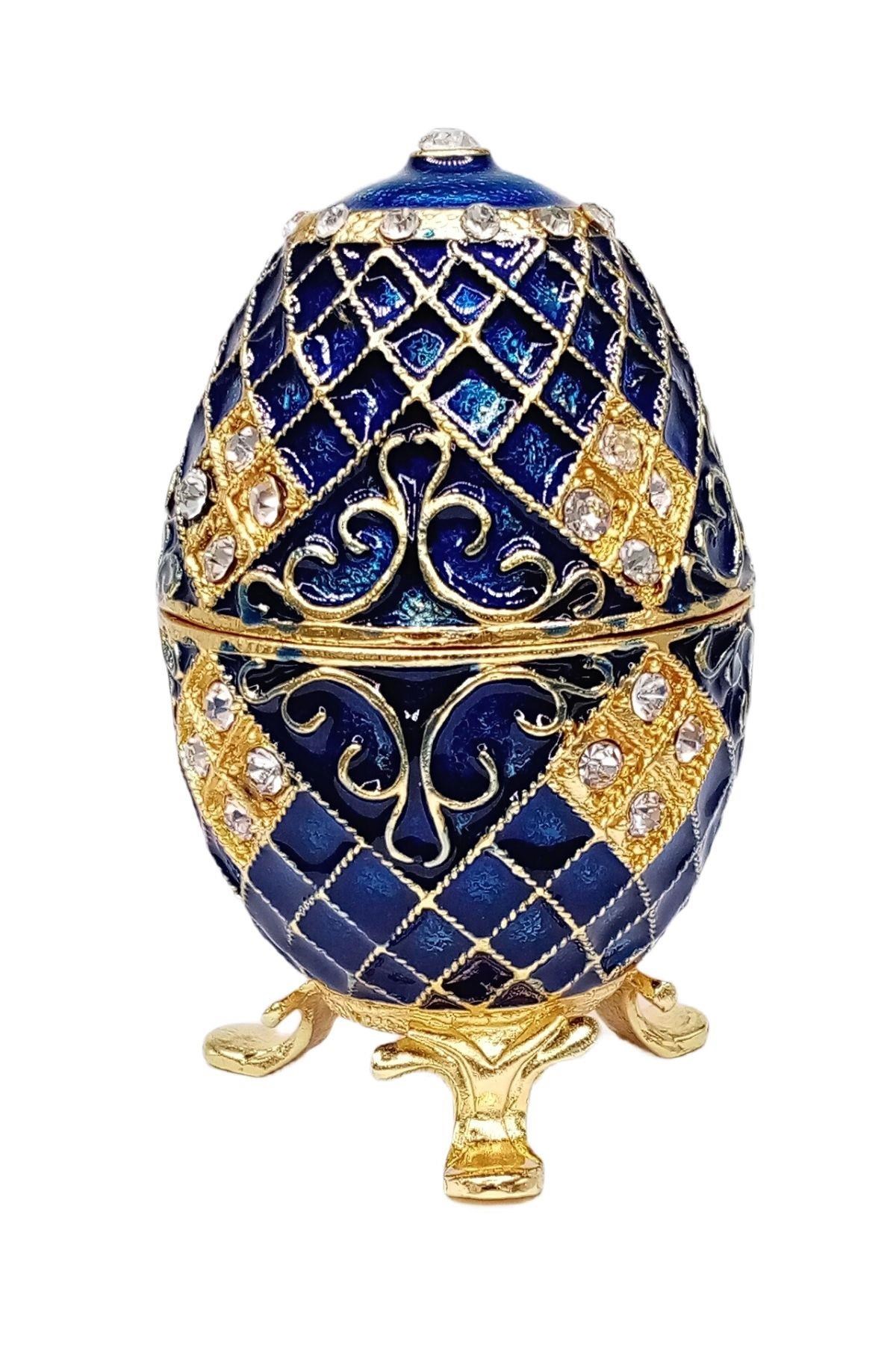 RusyaDünyadan HediyelerDNY-HD100416Keskin Hediyelik Eşya Ve TekstilFaberge Yumurta Swarovski Taşlı Lüks Mücevher Kutusu Mavi 10cm