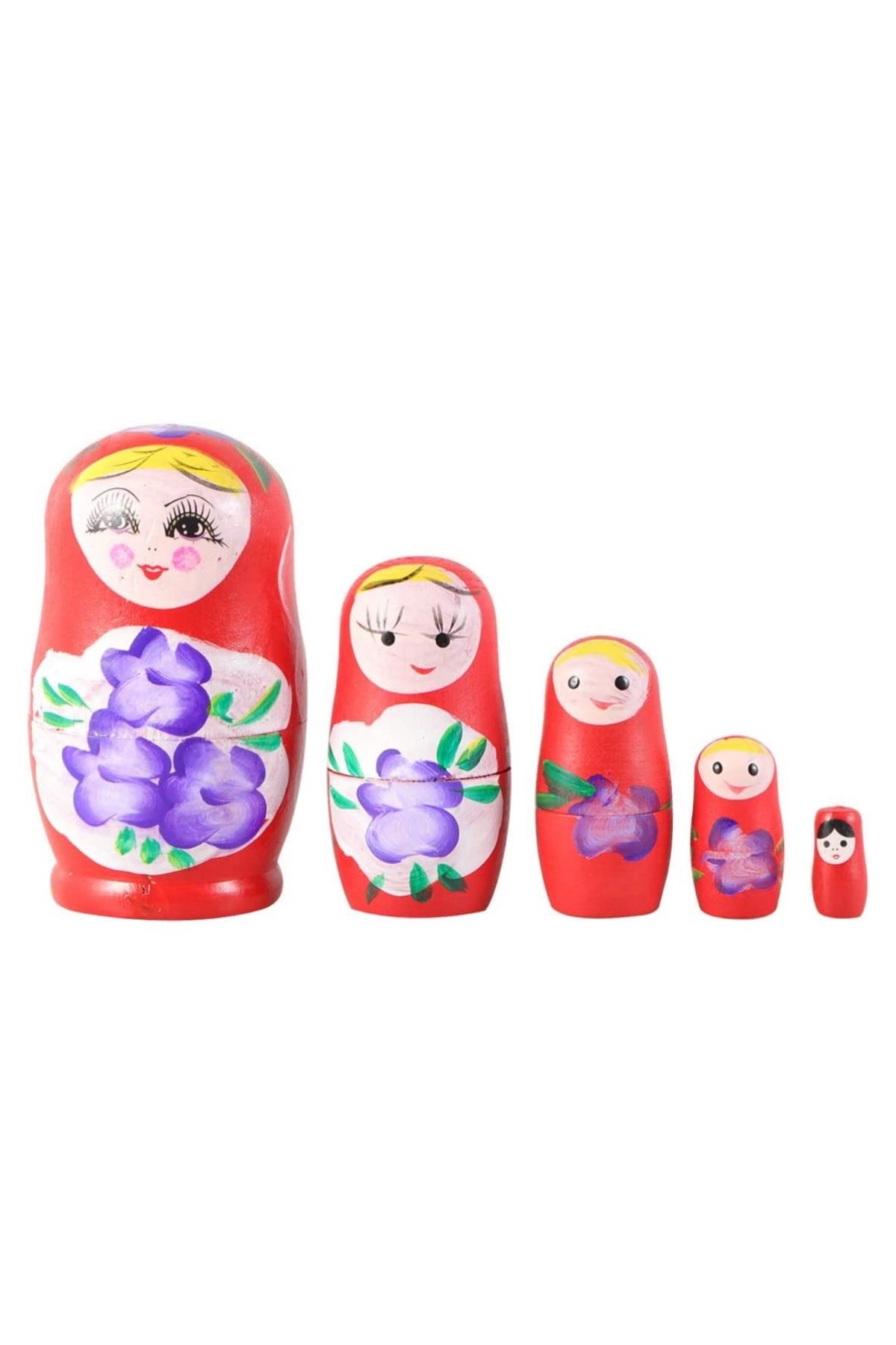 RusyaDünyadan HediyelerDNY-HD100426Keskin Hediyelik Eşya Ve TekstilAhşap Matruşka Bebek Beşli Set Kırmızı