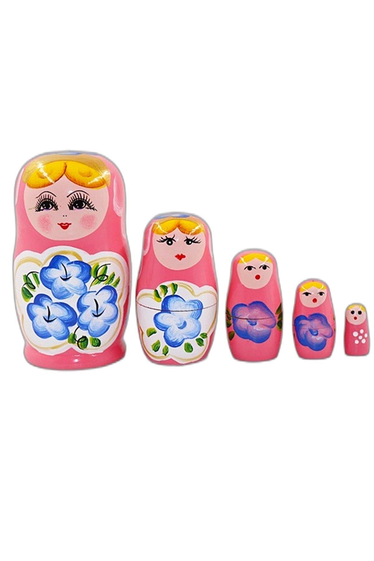 RusyaDünyadan HediyelerDNY-HD100427Keskin Hediyelik Eşya Ve TekstilAhşap Matruşka Bebek Beşli Set Pembe