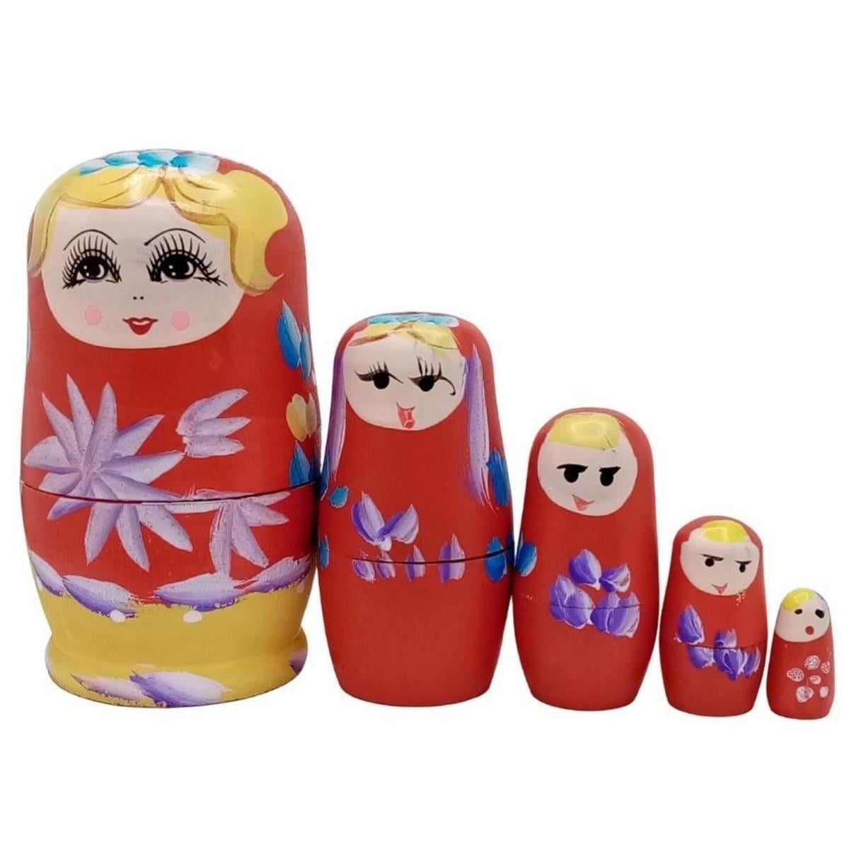 RusyaDünyadan HediyelerDNY-HD100533Keskin Hediyelik Eşya Ve TekstilAhşap Matruşka Bebek Beşli Set Kırmızı Sarı
