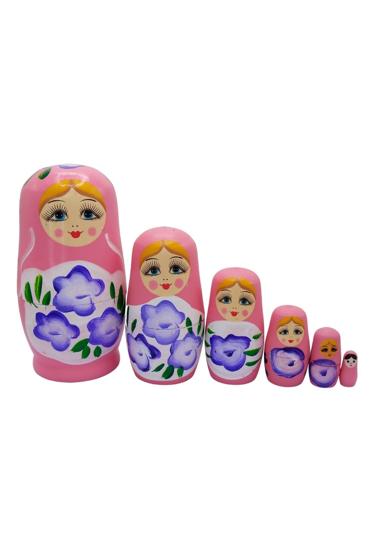 RusyaDünyadan HediyelerDNY-HDYELTMBAPM06Keskin Hediyelik Eşya Ve TekstilAhşap Matruşka Bebek Altılı Set Açık Pembe No.2
