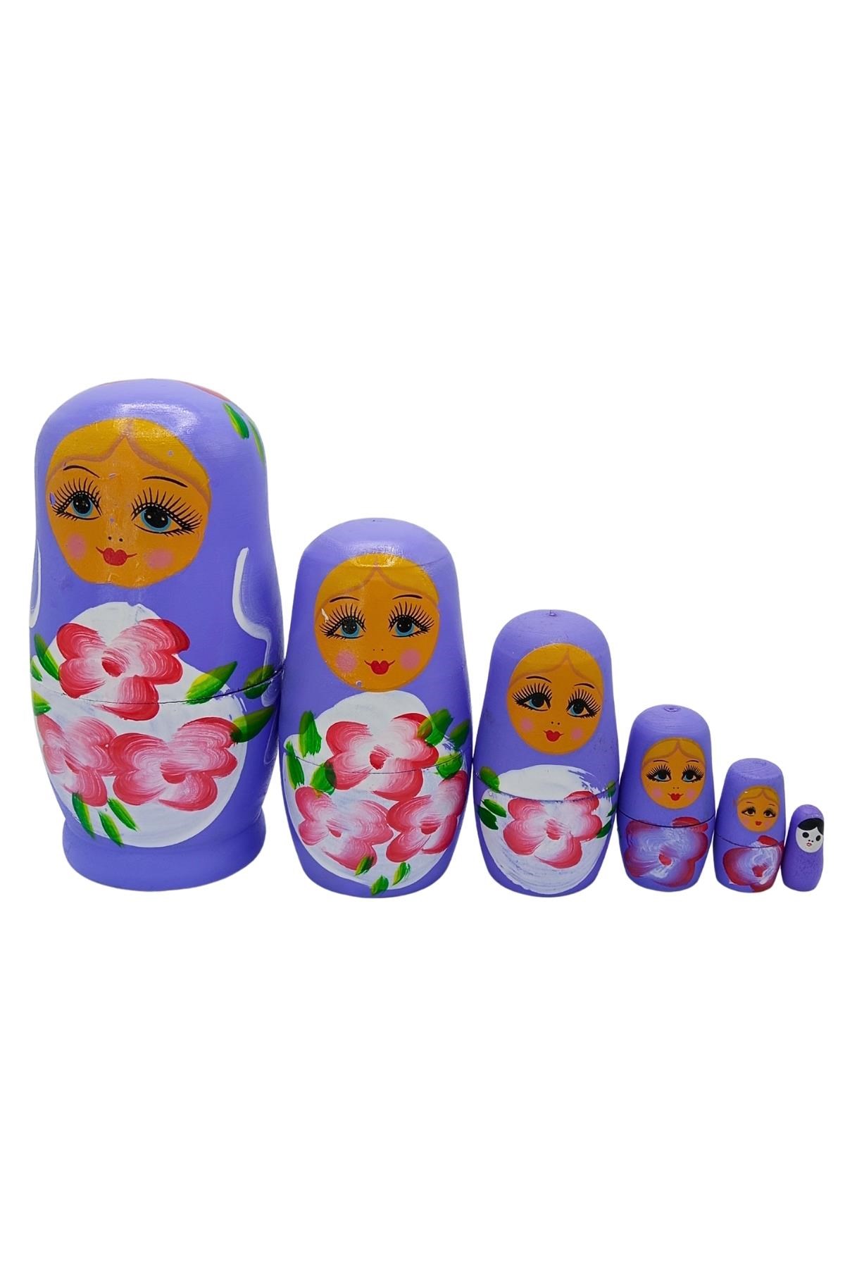 RusyaDünyadan HediyelerDNY-HDYELTMBMR06Keskin Hediyelik Eşya Ve TekstilAhşap Matruşka Bebek Altılı Set Mor