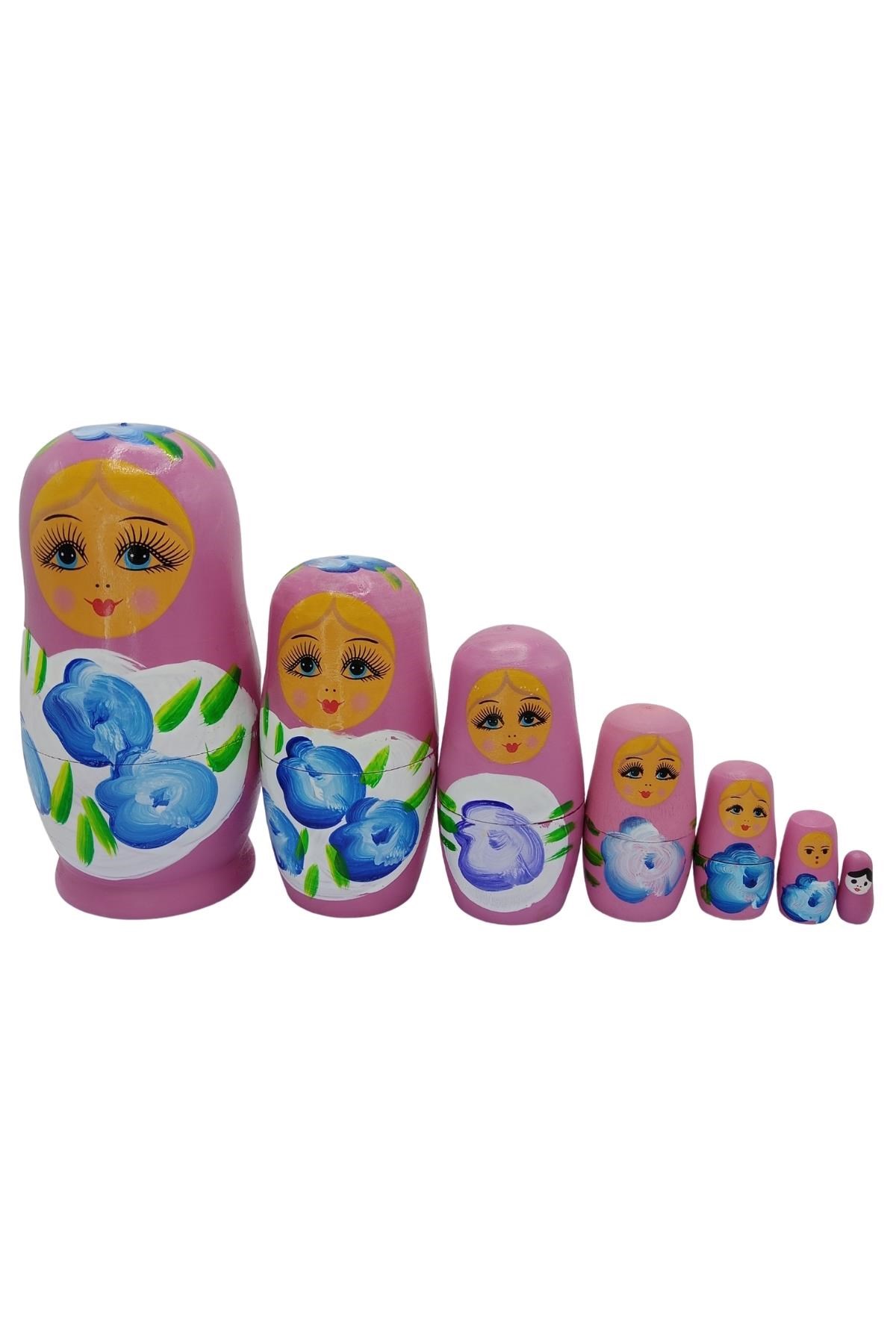 RusyaDünyadan HediyelerDNY-HDYELTMBPM07Keskin Hediyelik Eşya Ve TekstilAhşap Matruşka Bebek Yedili Set Gül Pembe
