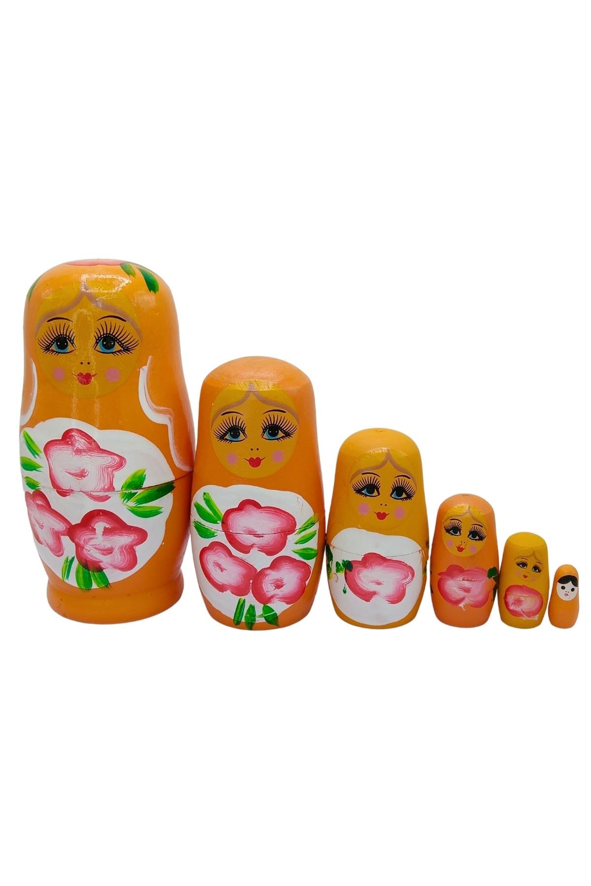 RusyaDünyadan HediyelerDNY-HDYELTMBTR06Keskin Hediyelik Eşya Ve TekstilAhşap Matruşka Bebek Altılı Set Turuncu
