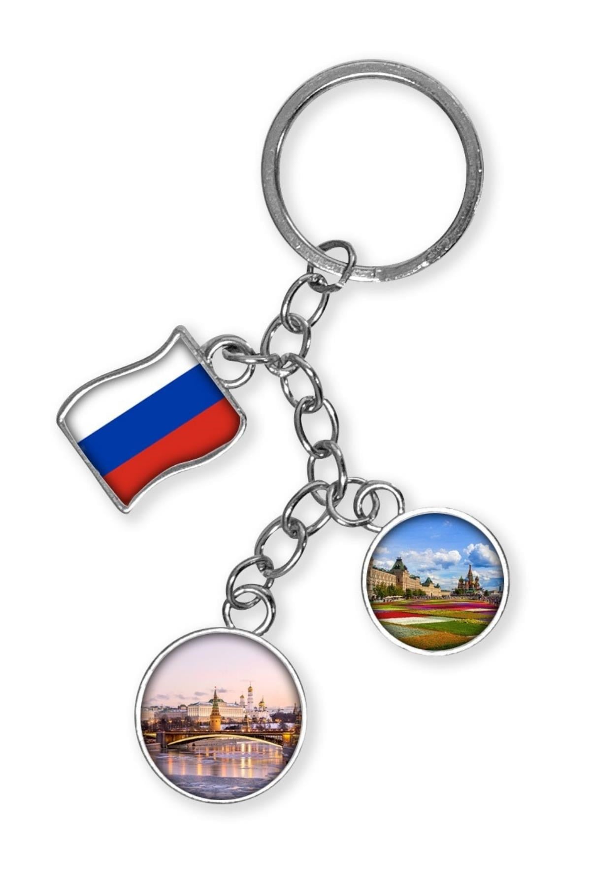RusyaDünyadan HediyelerDNY-HDYKREPOK20Keskin Hediyelik Eşya Ve TekstilRusya Üçlü Epoksi Metal Çift Taraflı Damla Anahtarlık Russia