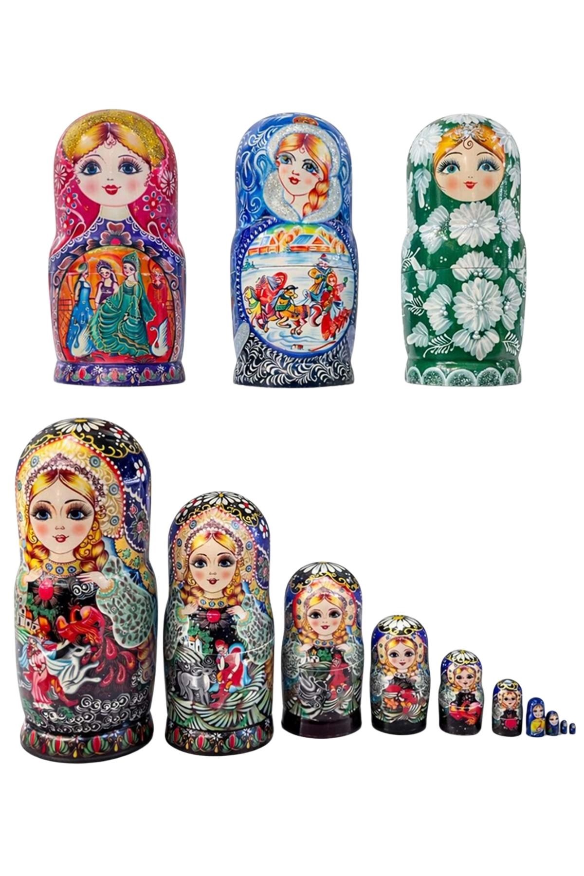RusyaDünyadan HediyelerDNY-HDYKSK5381Keskin Hediyelik Eşya Ve TekstilOnlu Ahşap Matruşka Bebek Seti Büyük 27cm Lüks Renkli 10 Parça L27