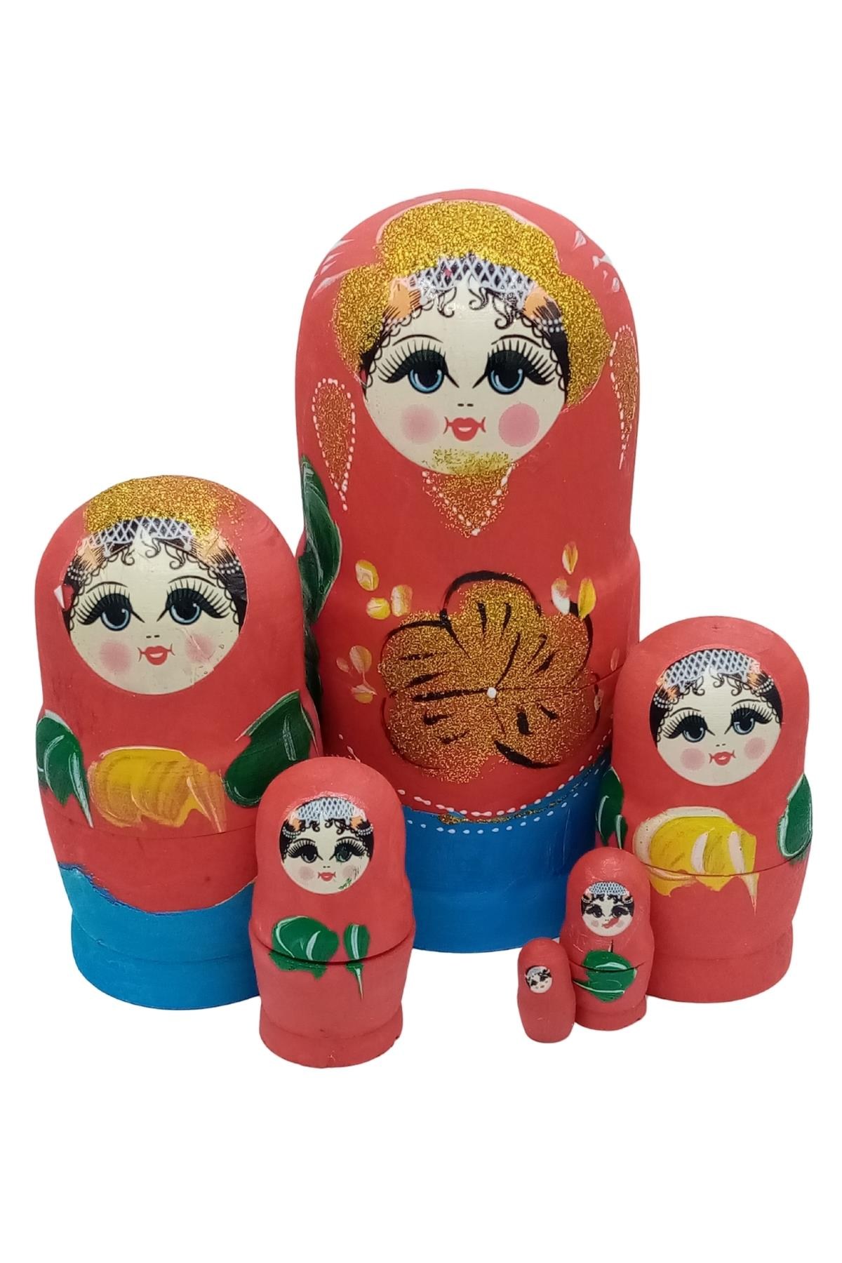 RusyaDünyadan HediyelerDNY-HDYMTRSK6KRKeskin Hediyelik Eşya Ve TekstilAhşap Matruşka Bebek Renkli Büyük Altılı Set Kırmızı