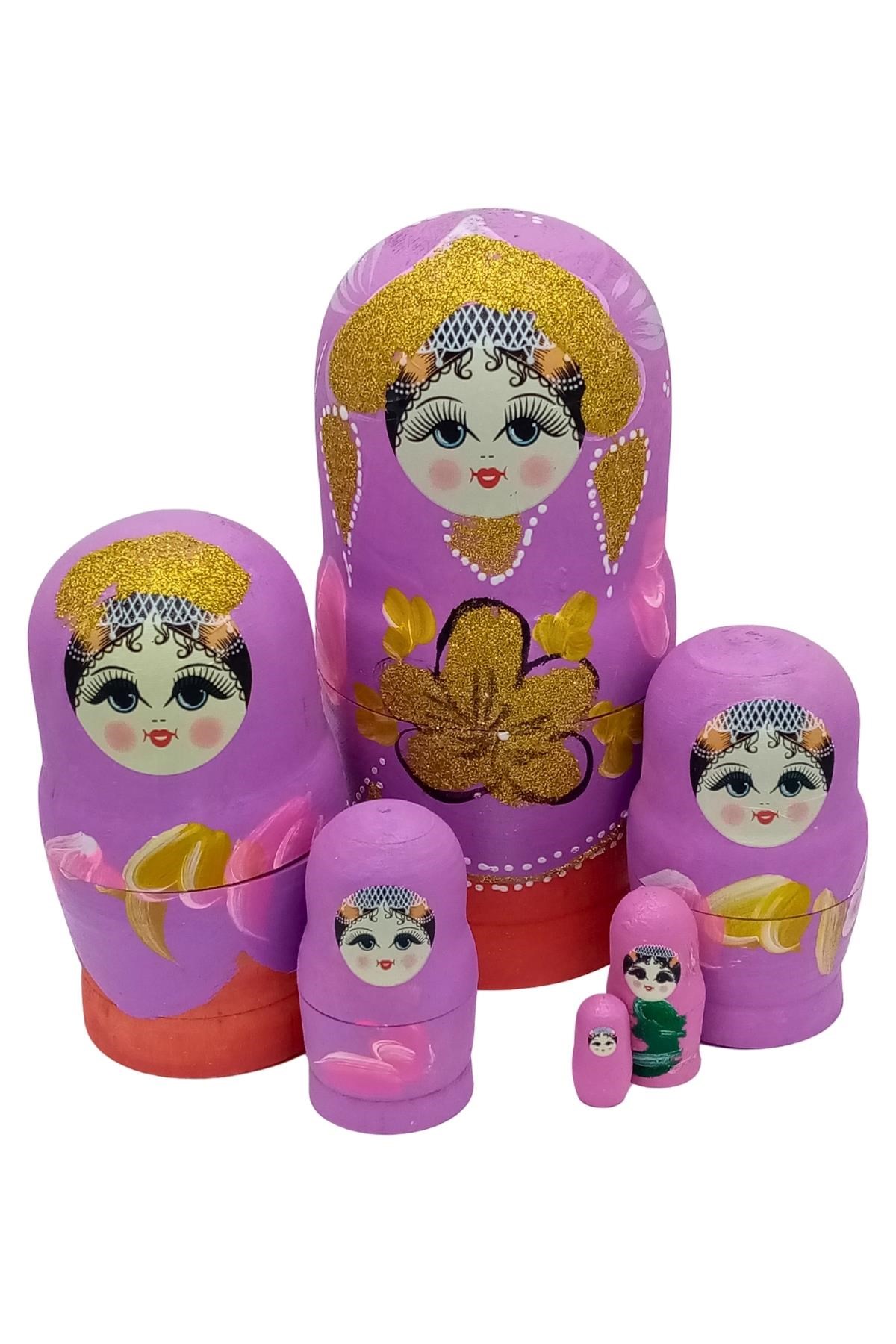 RusyaDünyadan HediyelerDNY-HDYMTRSK6MRKeskin Hediyelik Eşya Ve TekstilAhşap Matruşka Bebek Renkli Büyük Altılı Set Mor