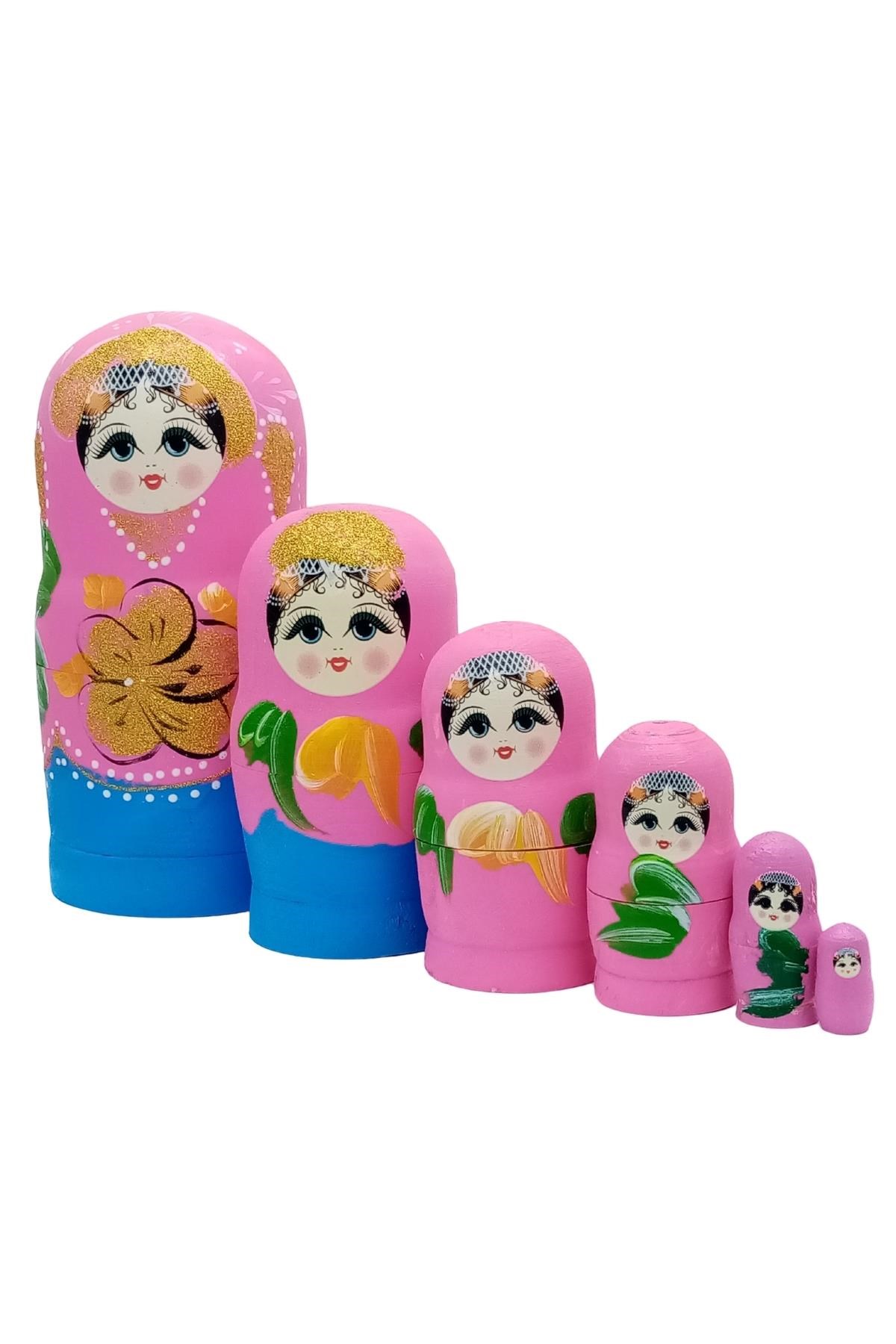 RusyaDünyadan HediyelerDNY-HDYMTRSK6OMKeskin Hediyelik Eşya Ve TekstilAhşap Matruşka Bebek Renkli Büyük Altılı Set Pembe