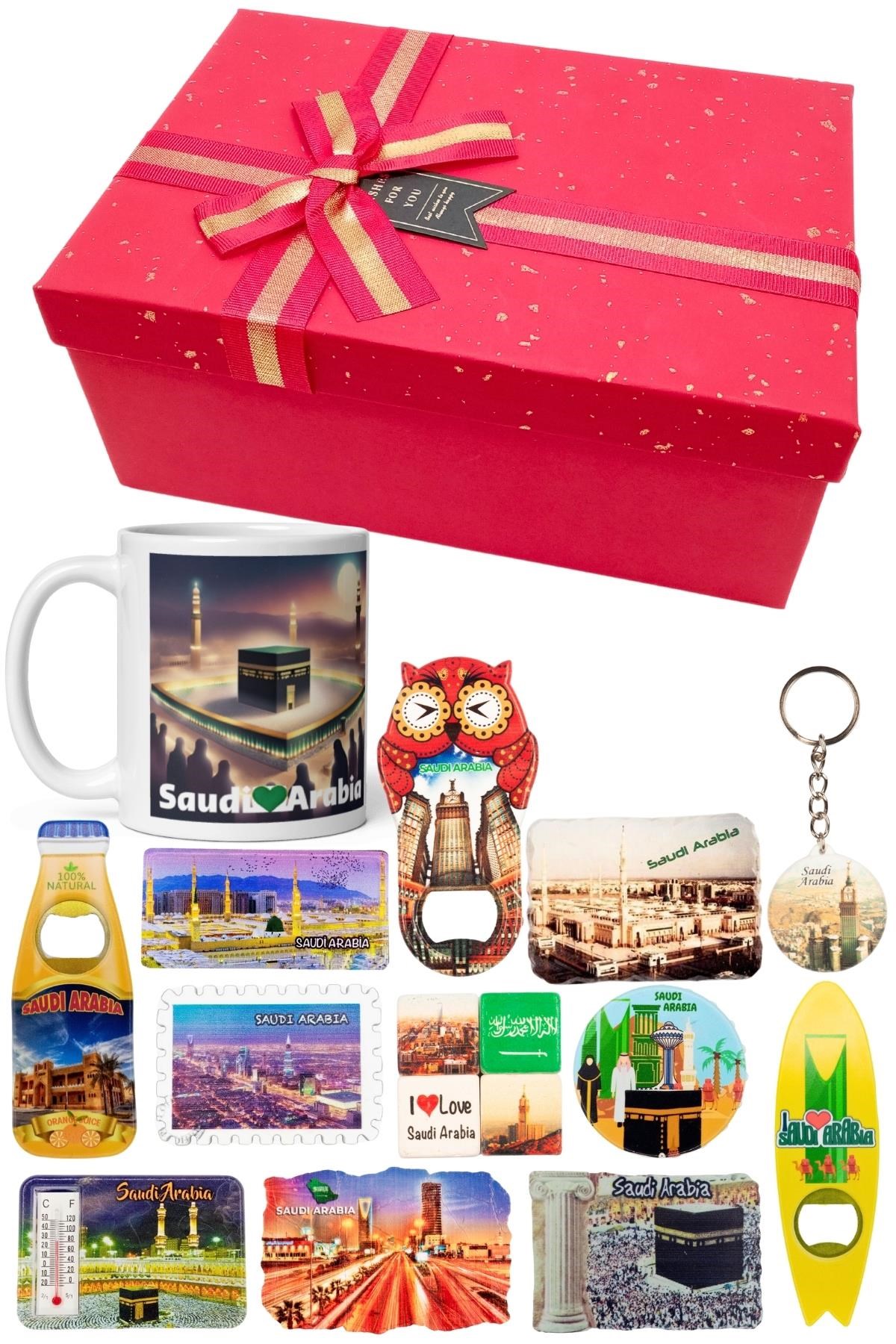 Suudi ArabistanDünyadan HediyelerDNY-HDYKT54Keskin Hediyelik Eşya Ve TekstilSuudi Arabistan Hediye Kutusu 10 Parça Kupa Magnet Anahtarlık Kutu